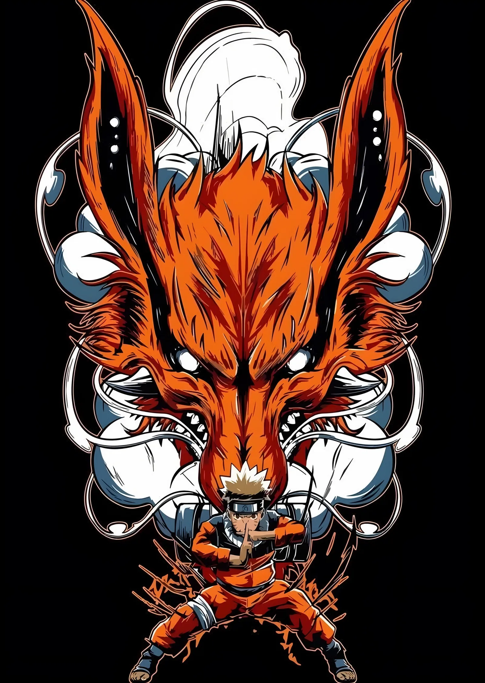 Naruto ve Kurama - Dokuz Kuyruklu Tilki metal tablo