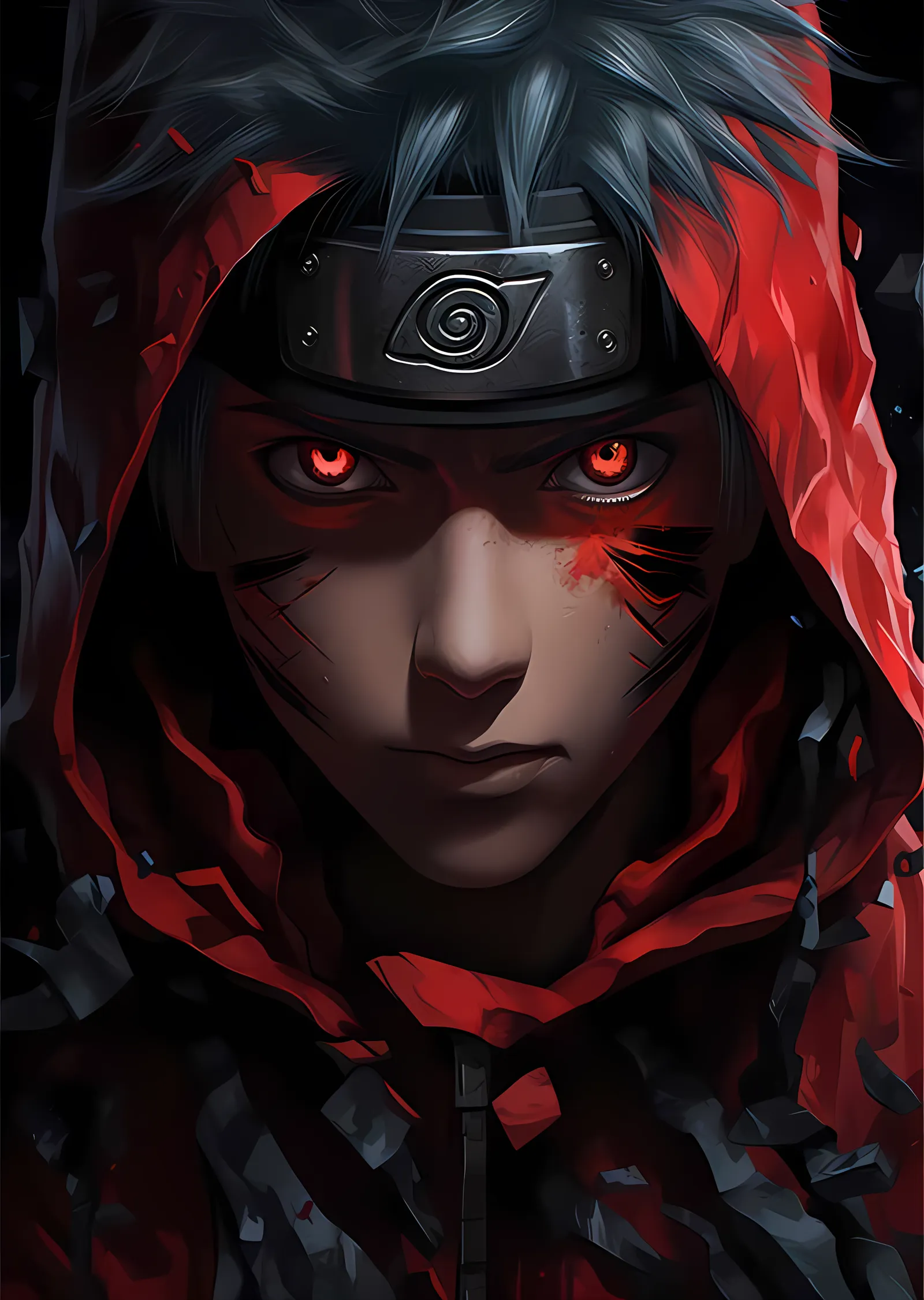 Naruto - Kızıl Kapüşonlu Yakın Bakış metal tablo
