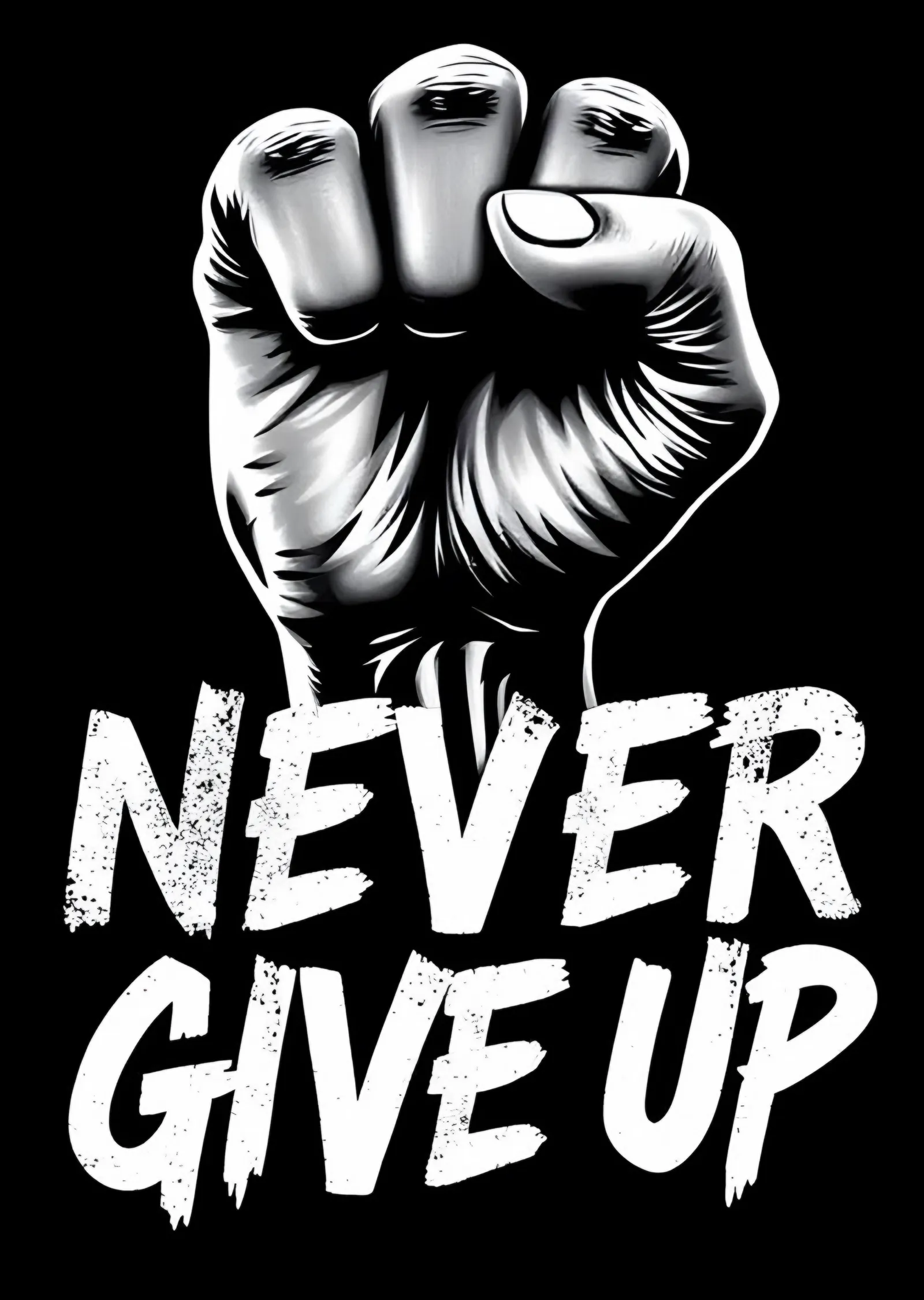 Never Give Up - Yumruk metal tablo