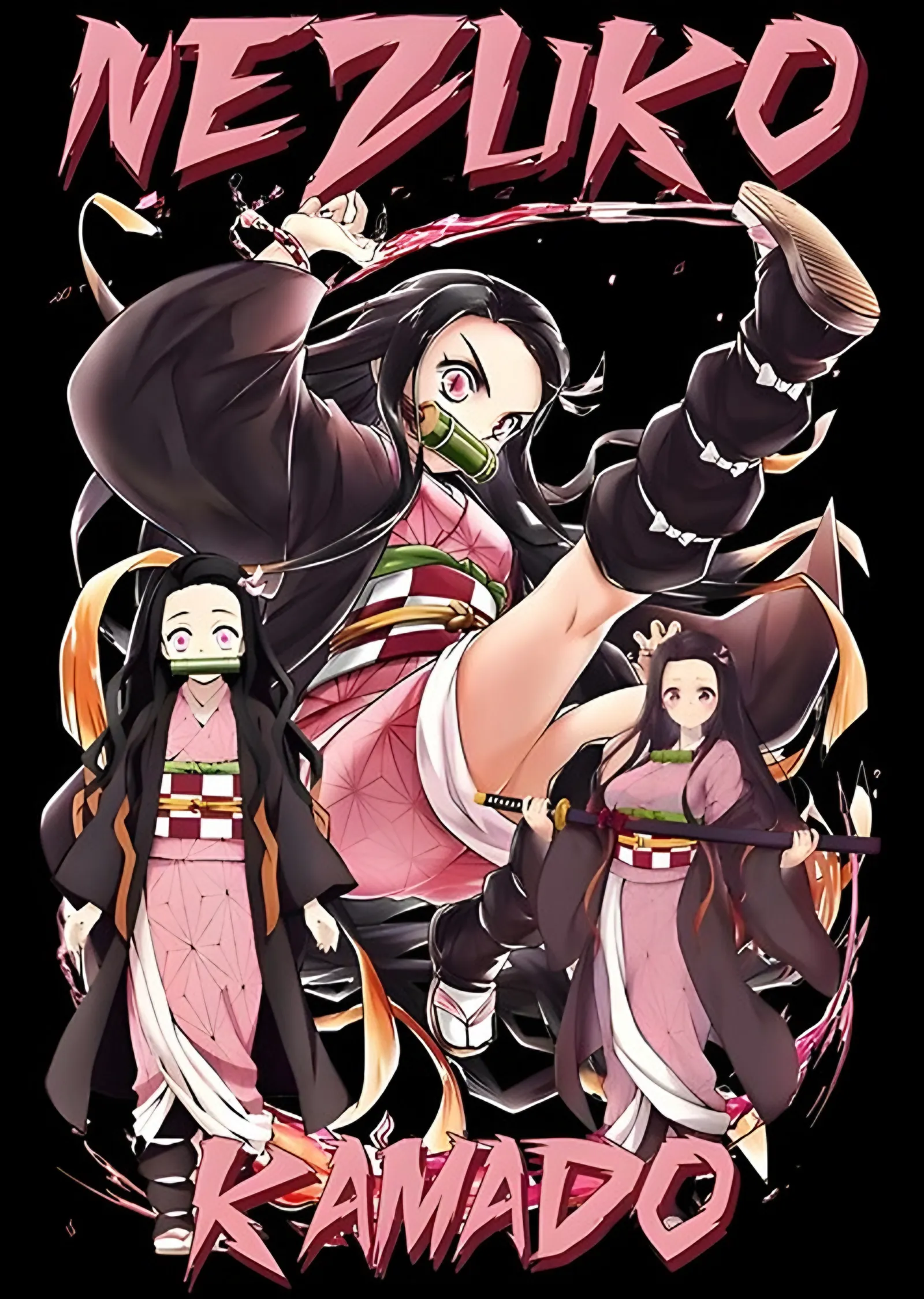 Nezuko Kamado Üçlü Poz metal tablo