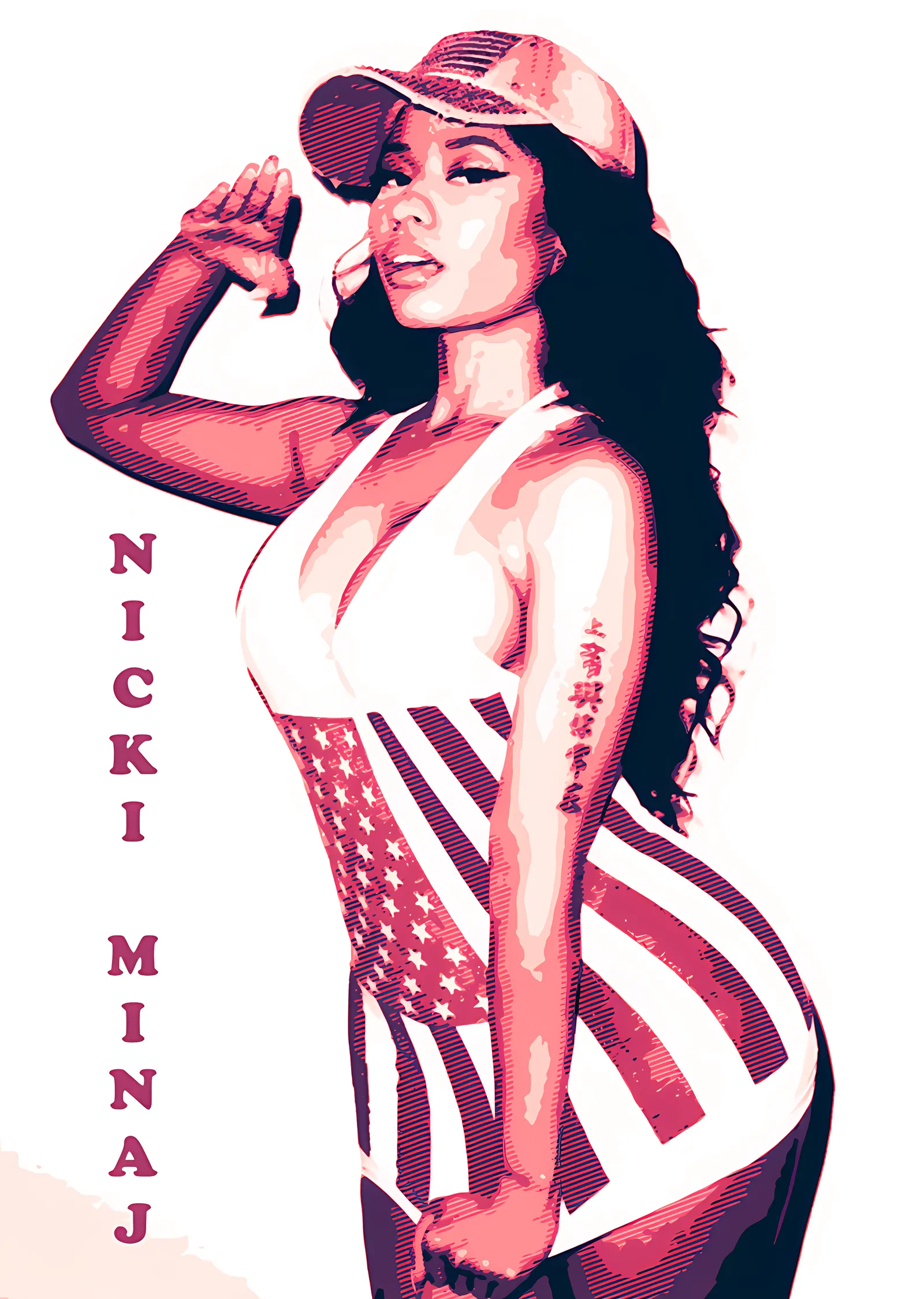 Nicki Minaj: Amerikan Bayrağı Pop Art metal tablo