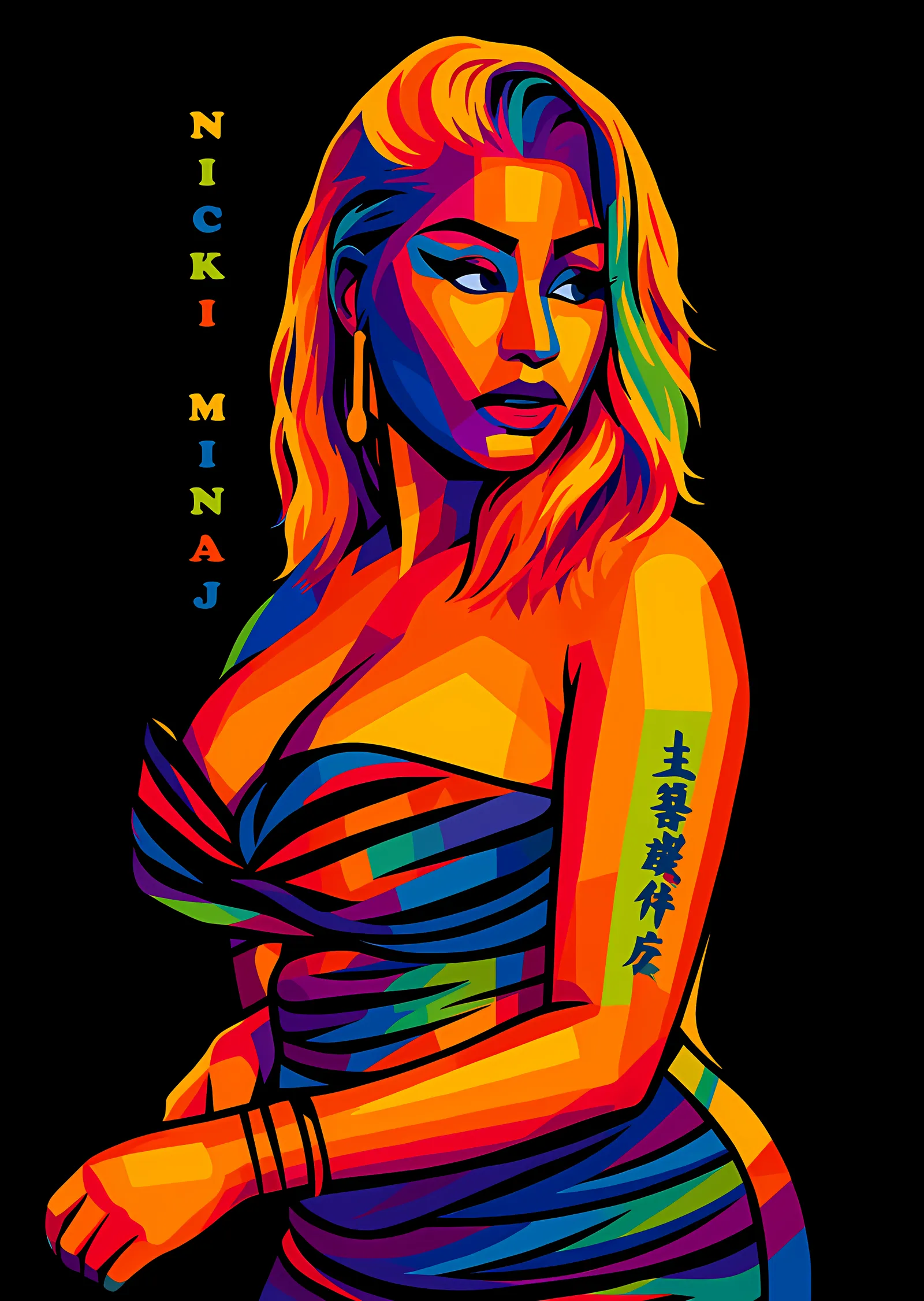 Nicki Minaj: Neon Gökkuşağı Portre metal tablo