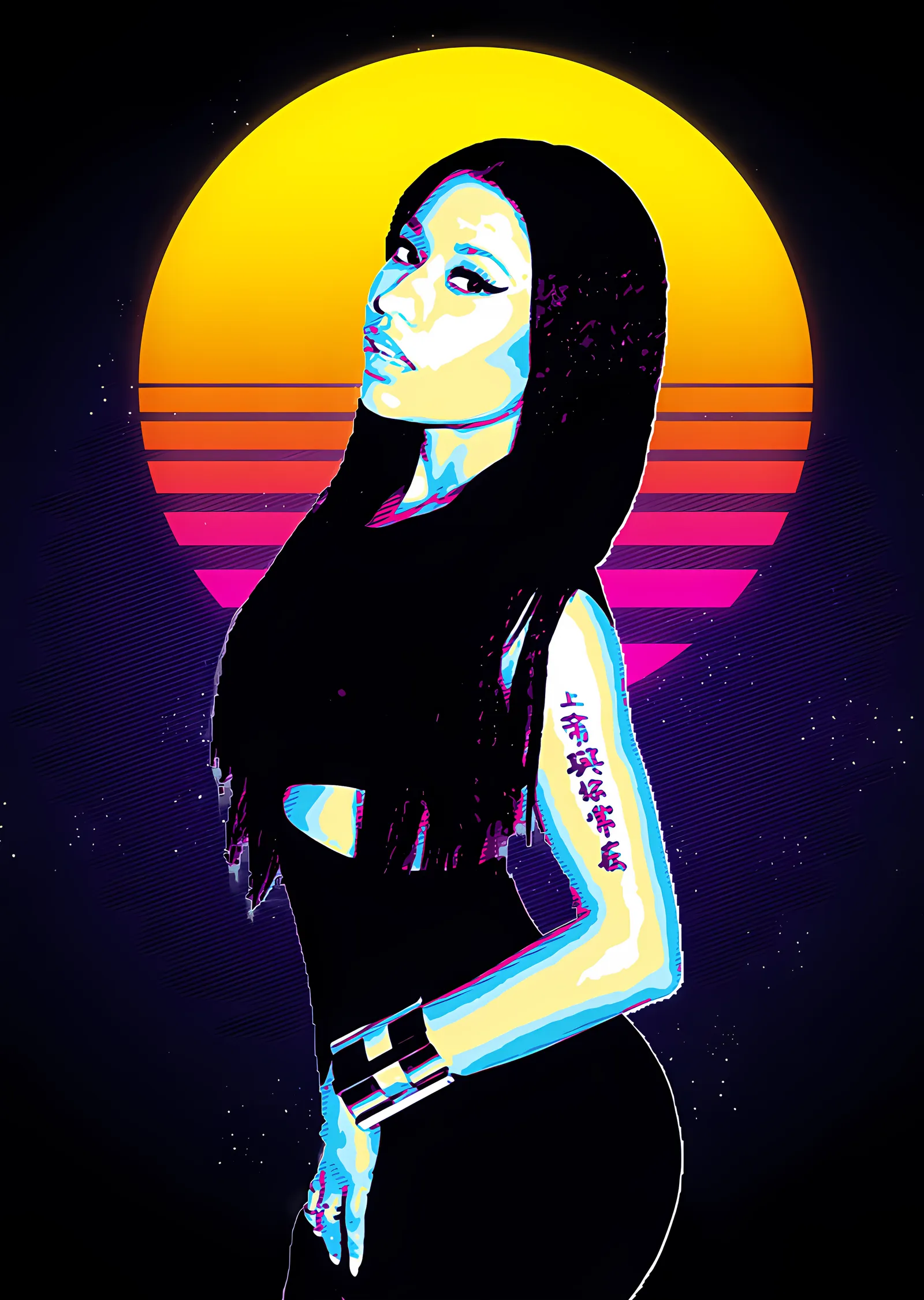 Nicki Minaj: Retro Güneş Diski metal tablo
