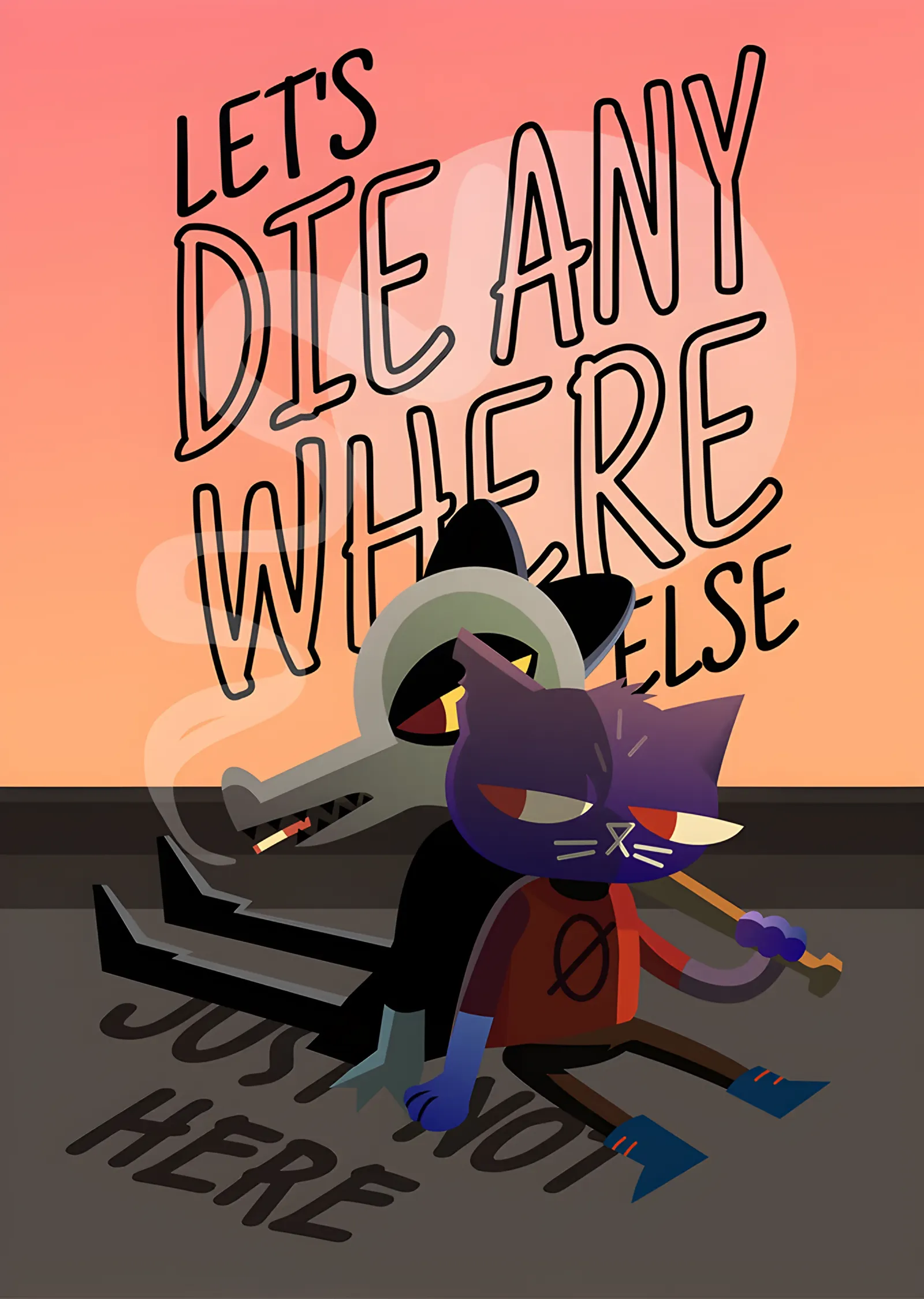 Night in the Woods: Somon Zeminde Timsah ve Kedi metal tablo
