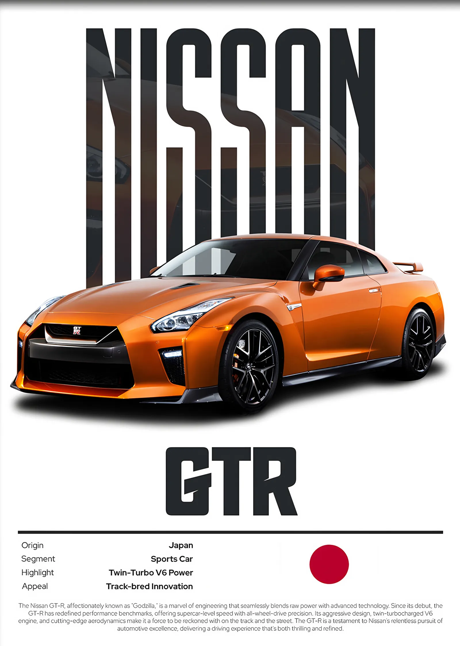 Nissan GT-R Künye metal tablo