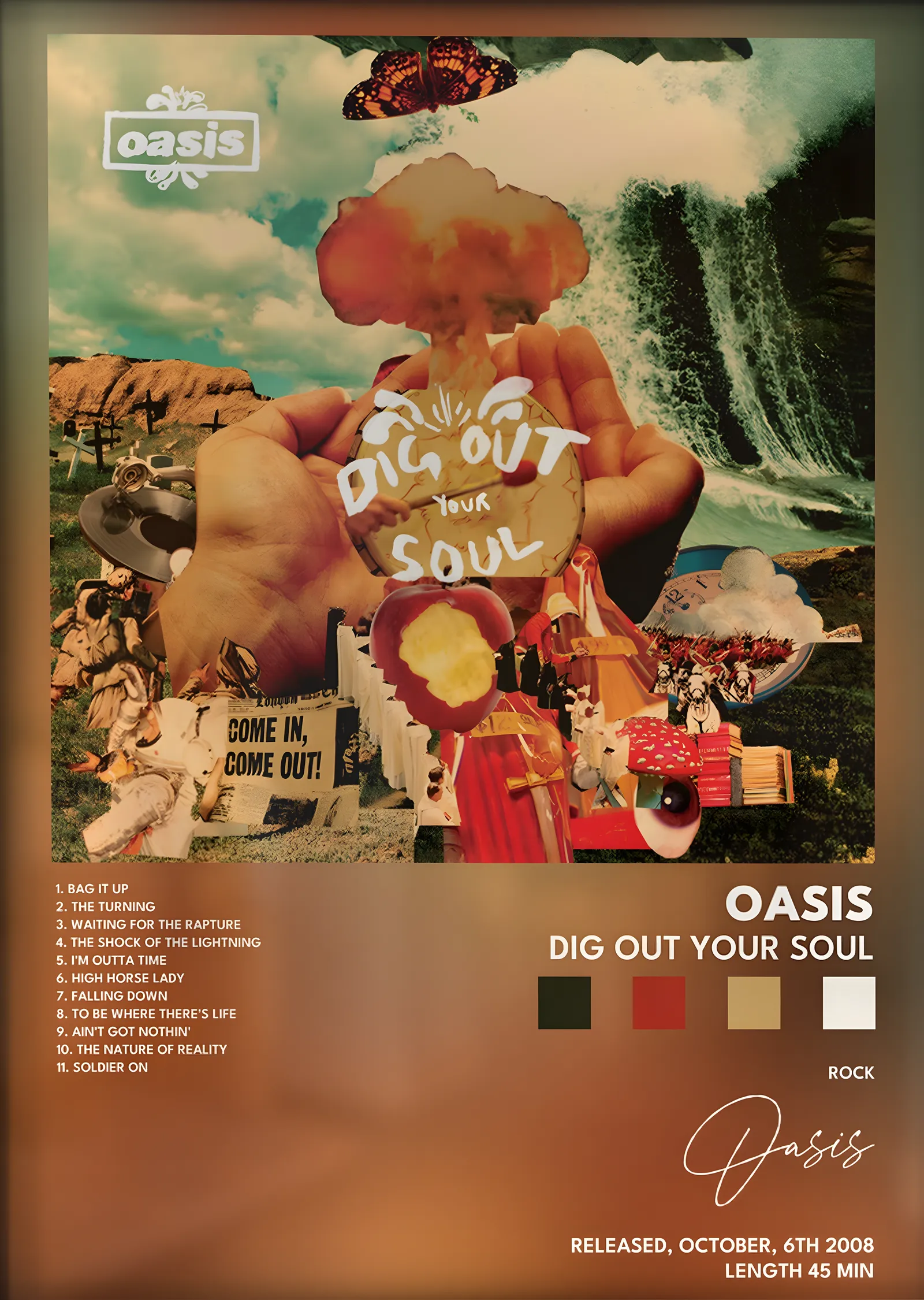 Oasis: Dig Out Your Soul metal tablo