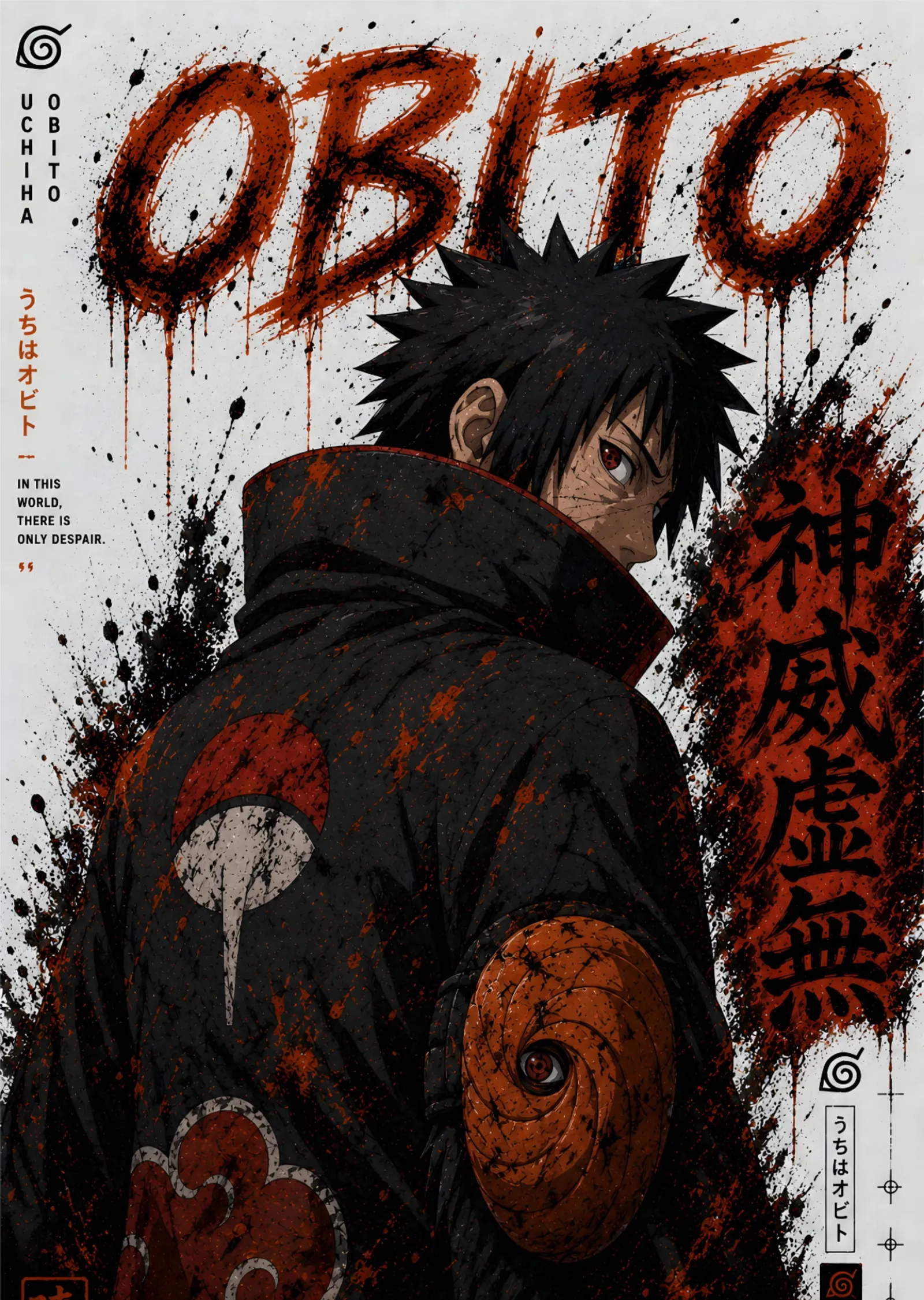 Obito Uchiha - Akatsuki Pelerini metal tablo
