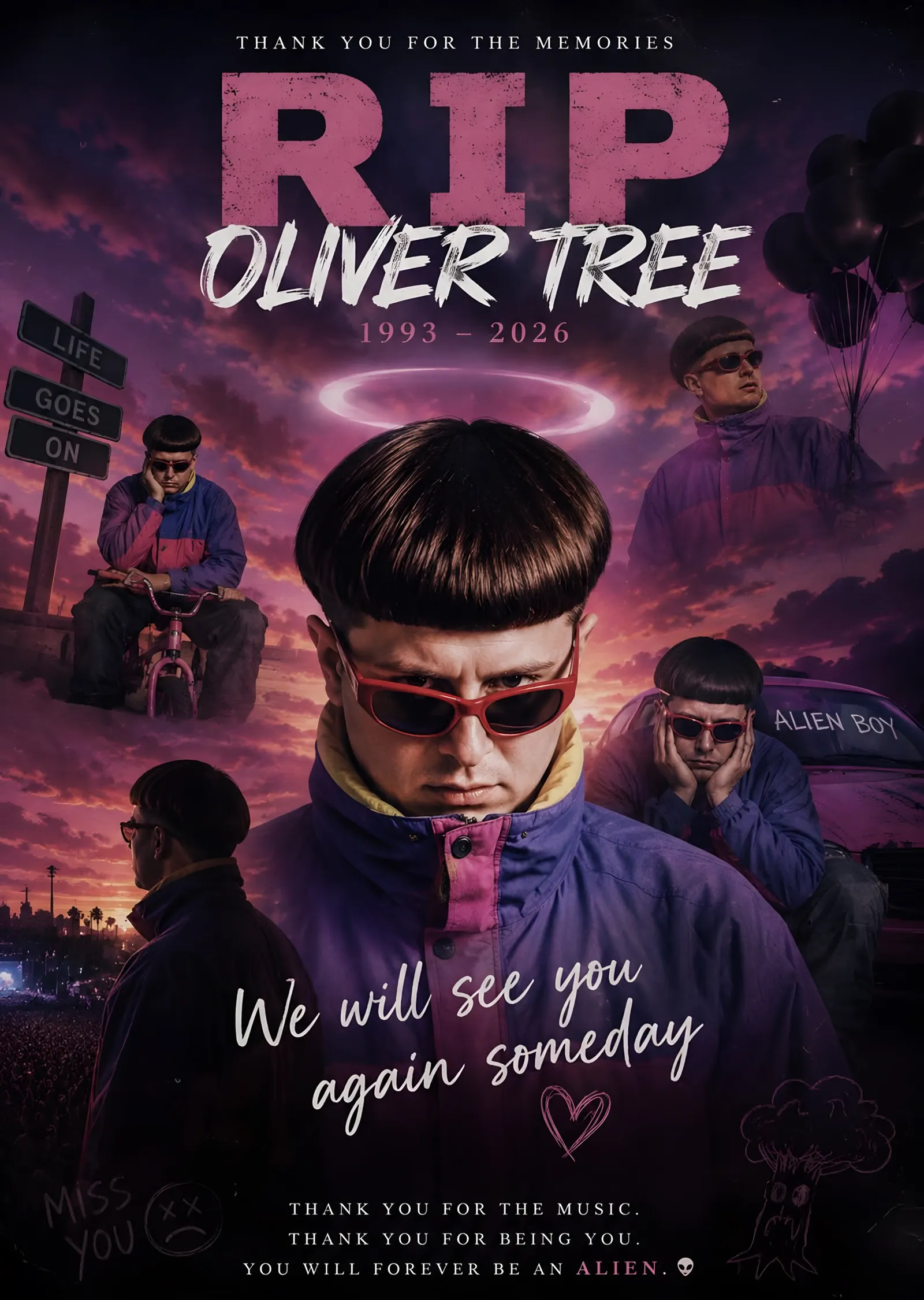 Oliver Tree - Anma Afişi metal tablo