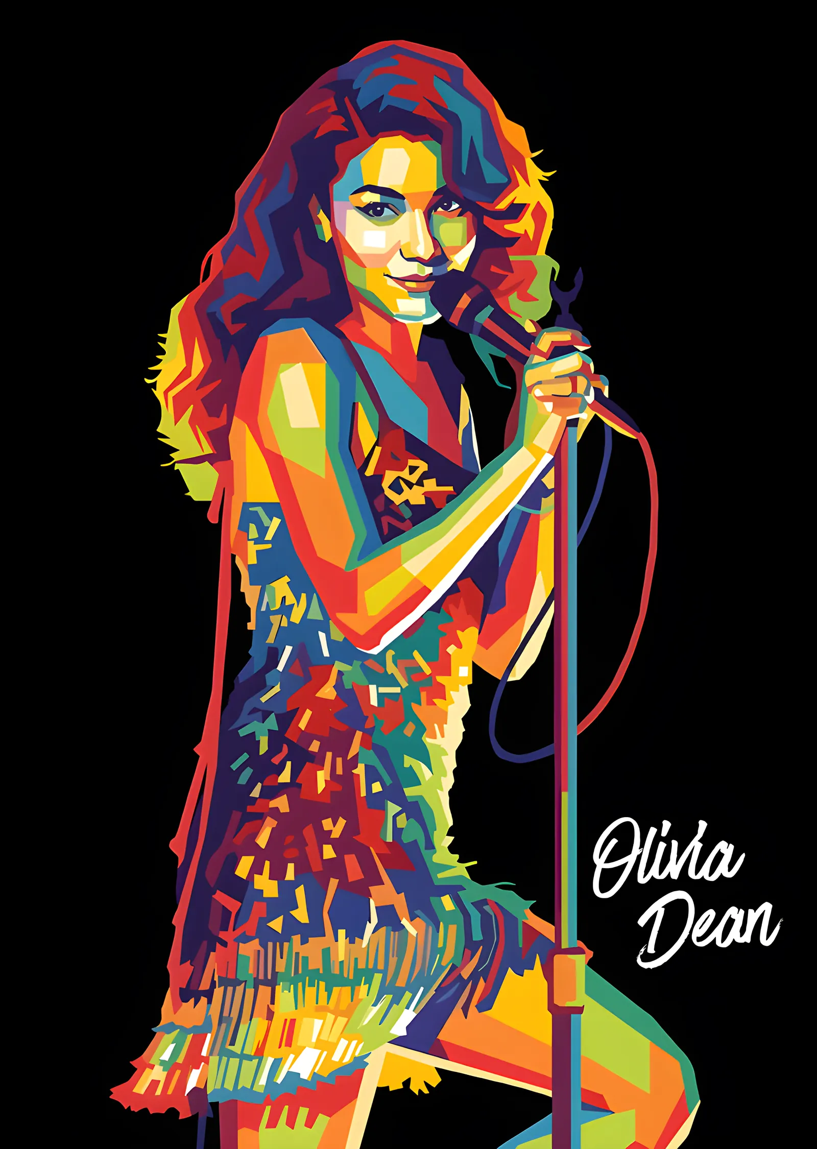 Olivia Dean - Mikrofonla Pop Art metal tablo