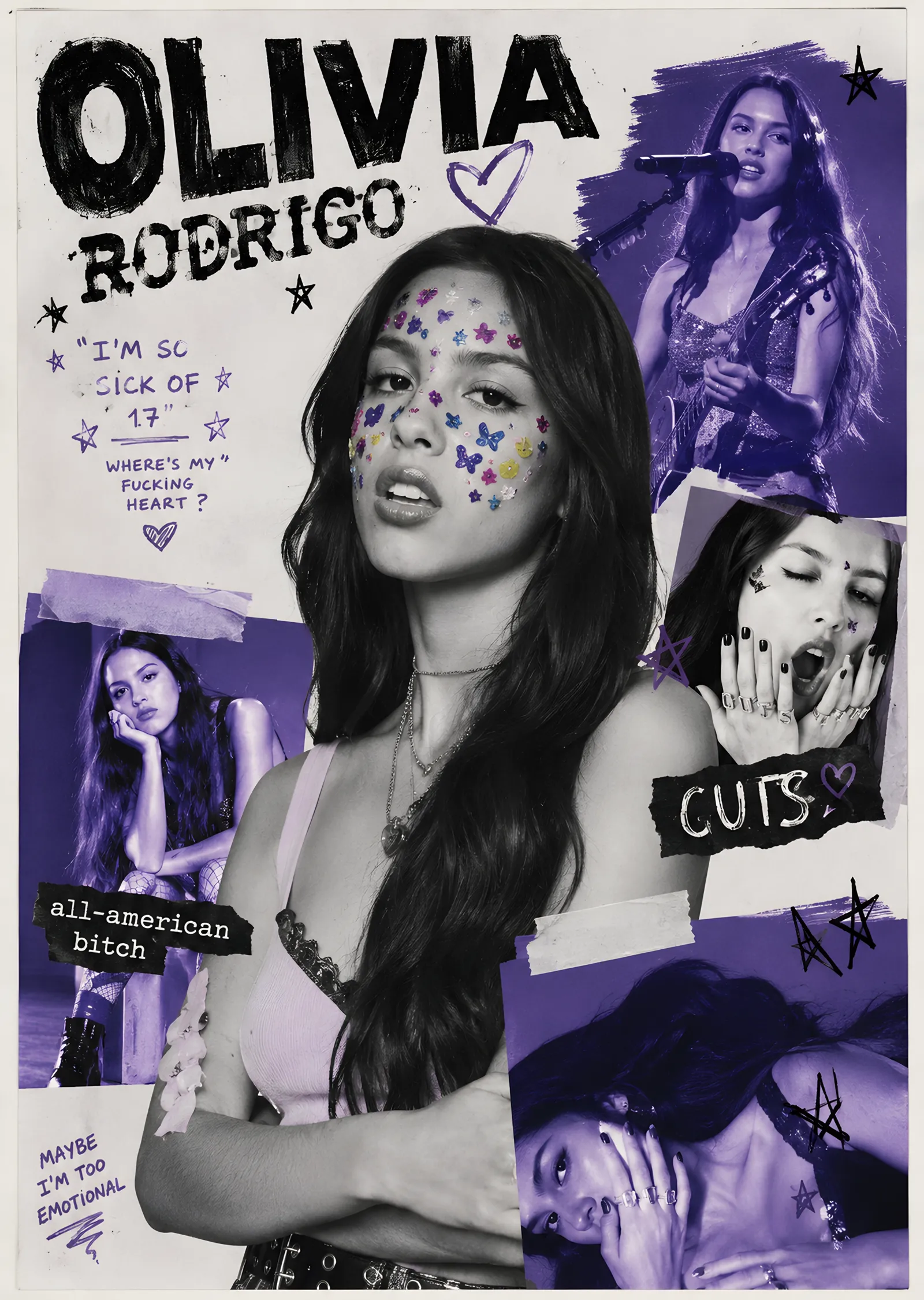 Olivia Rodrigo: Mor Kolaj Posteri metal tablo