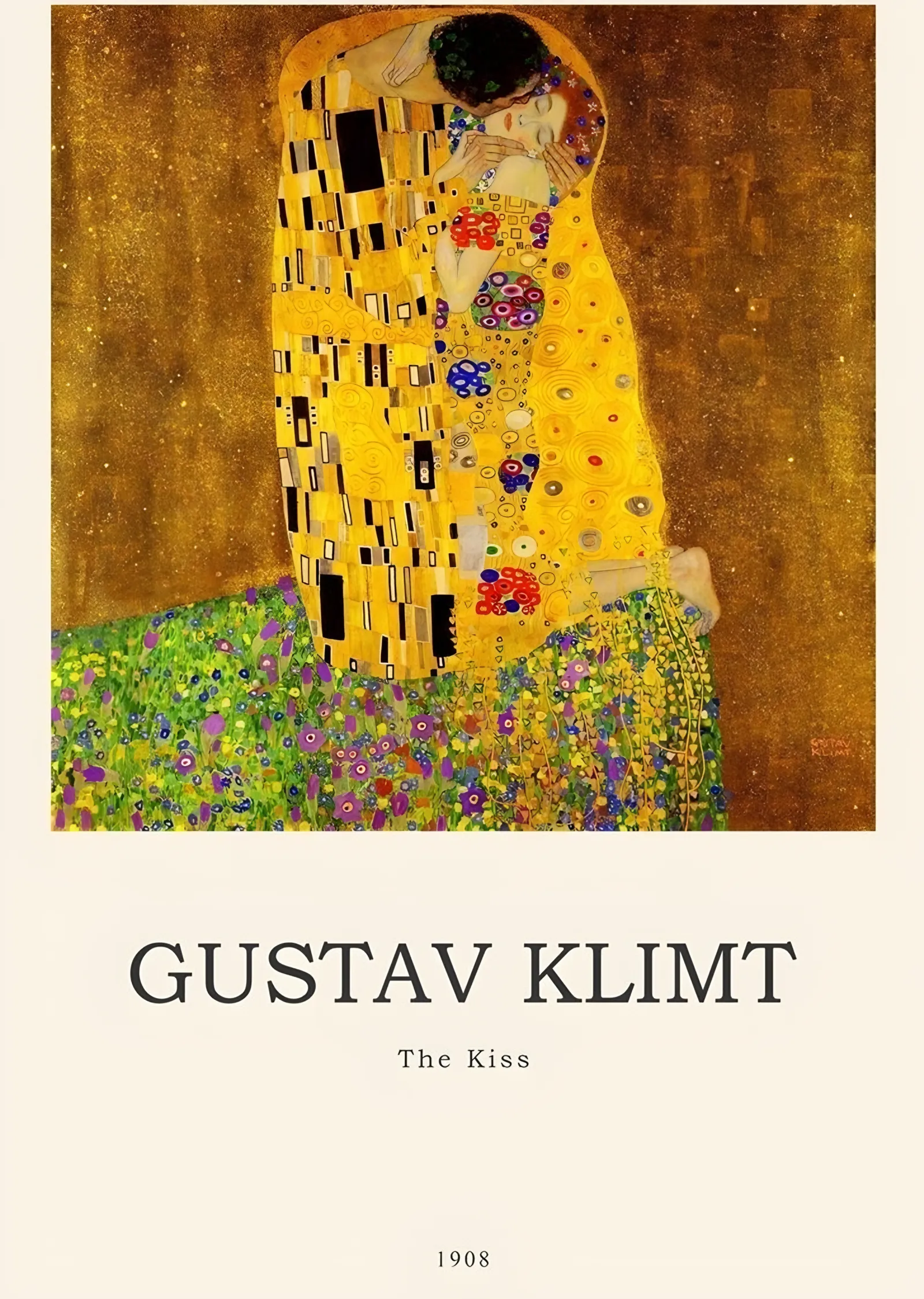 Öpücük Müze Afişi - Gustav Klimt metal tablo