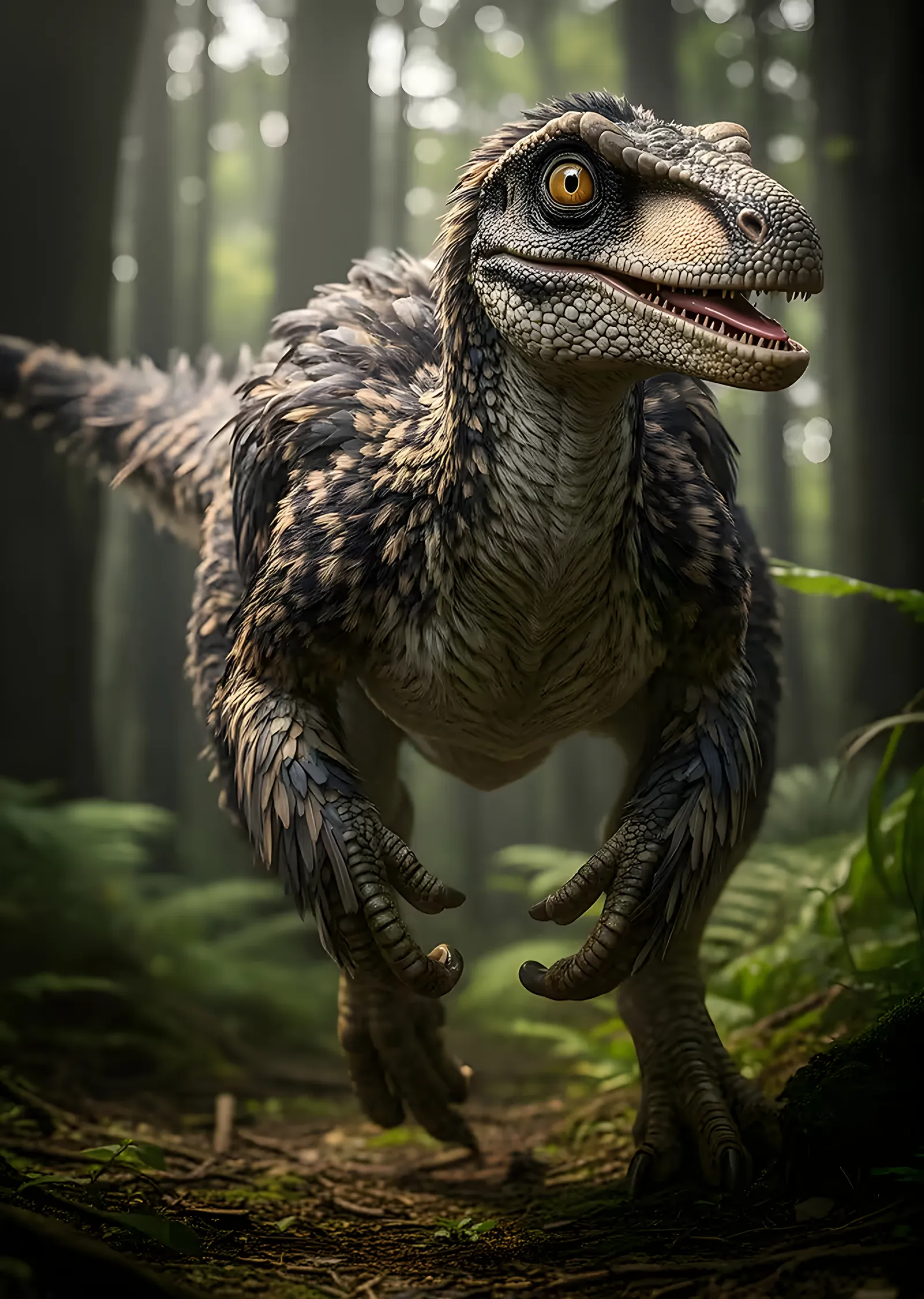 Ormanda Tüylü Dinozor metal tablo