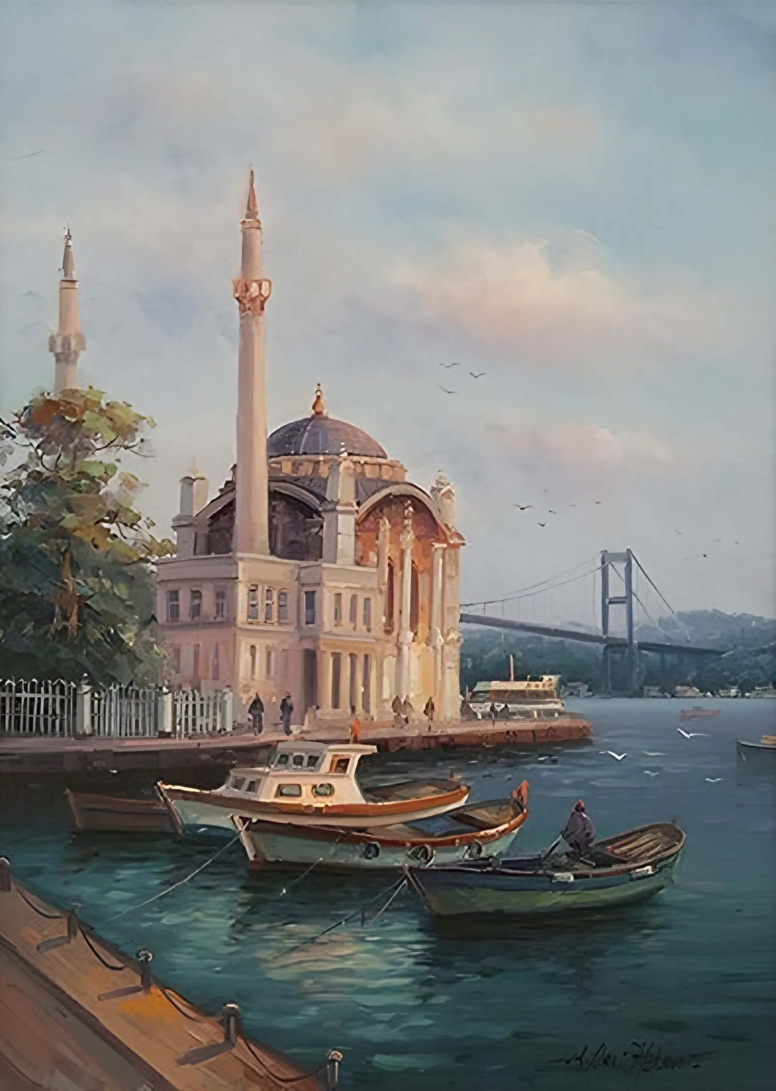 Ortaköy Camii ve Boğaz metal tablo