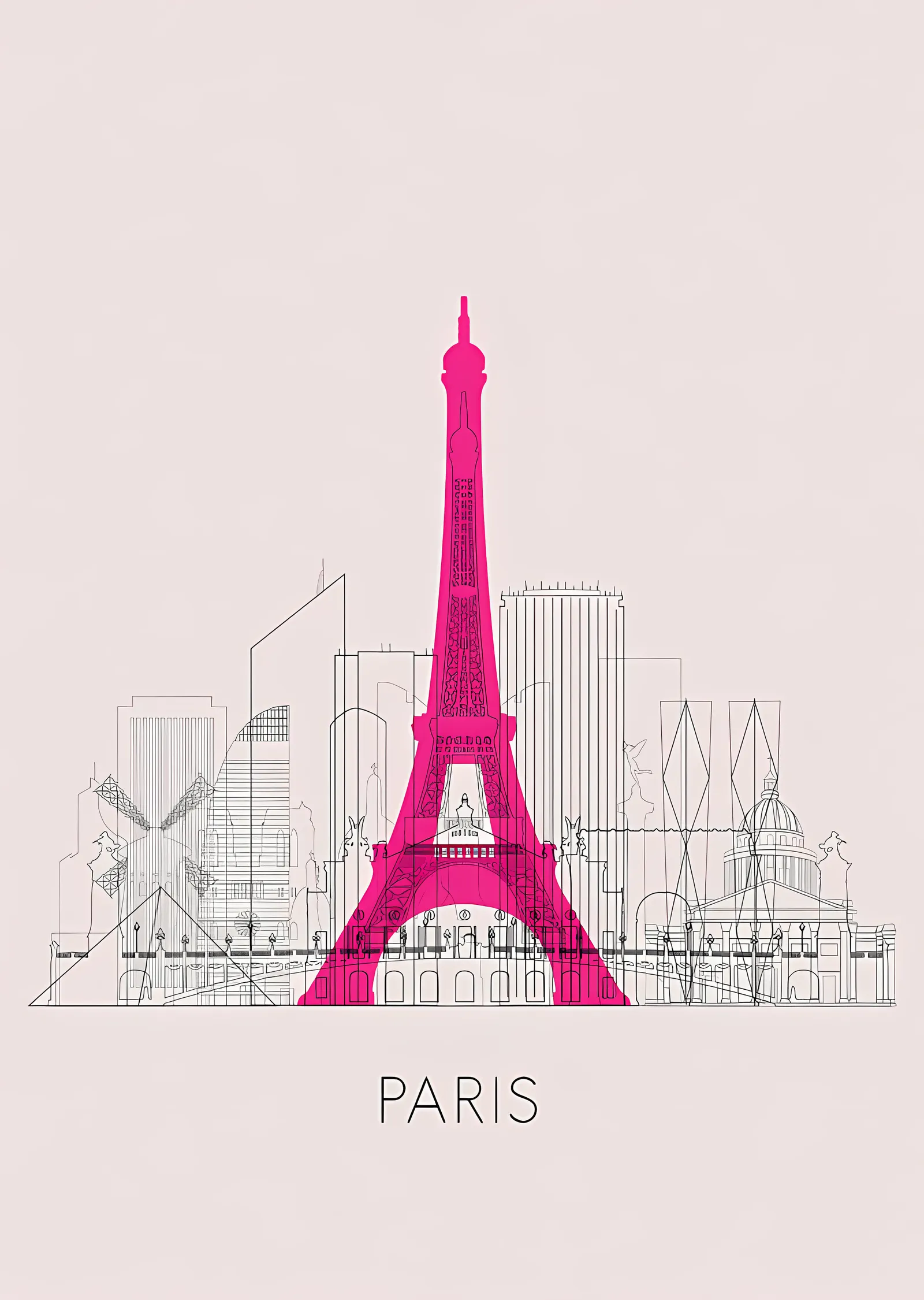 Paris - Çizgi Mimari metal tablo