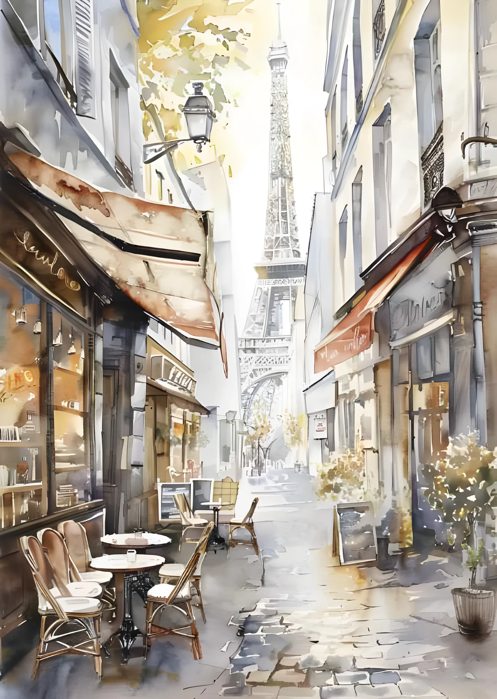 Paris Ara Sokağı: Eyfel Kulesi Manzarası metal tablo