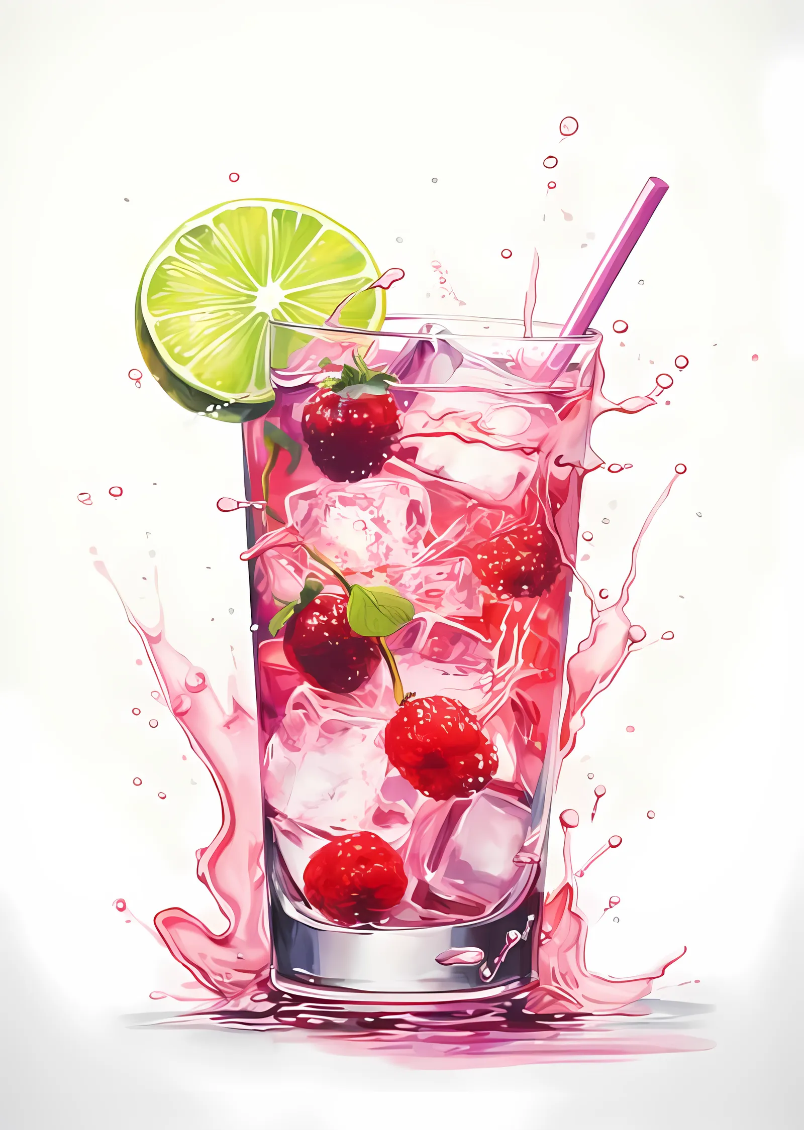Kırmızı Meyveli Kokteyl: Buz ve Limon metal tablo