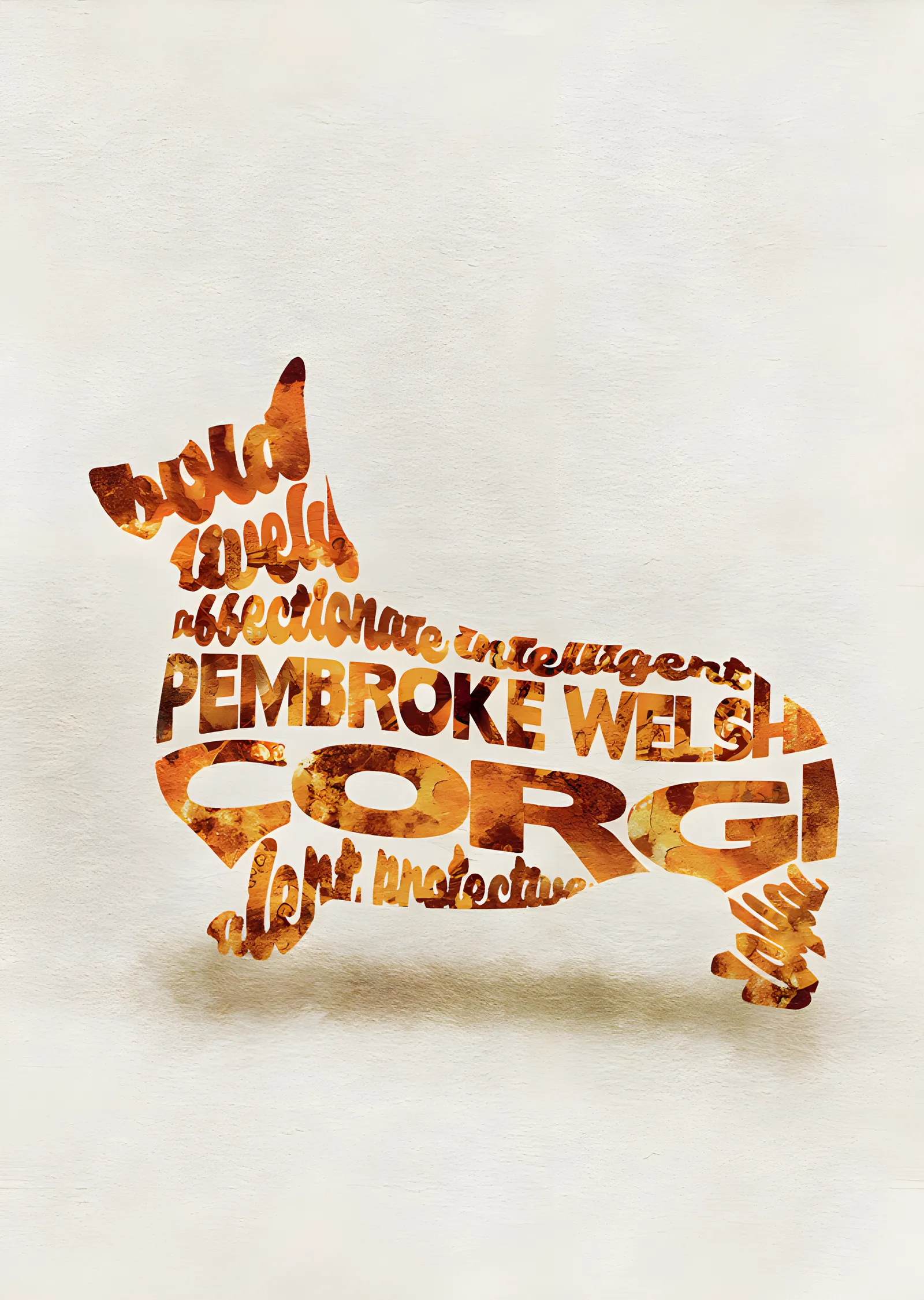 Pembroke Welsh Corgi - Tipografi metal tablo