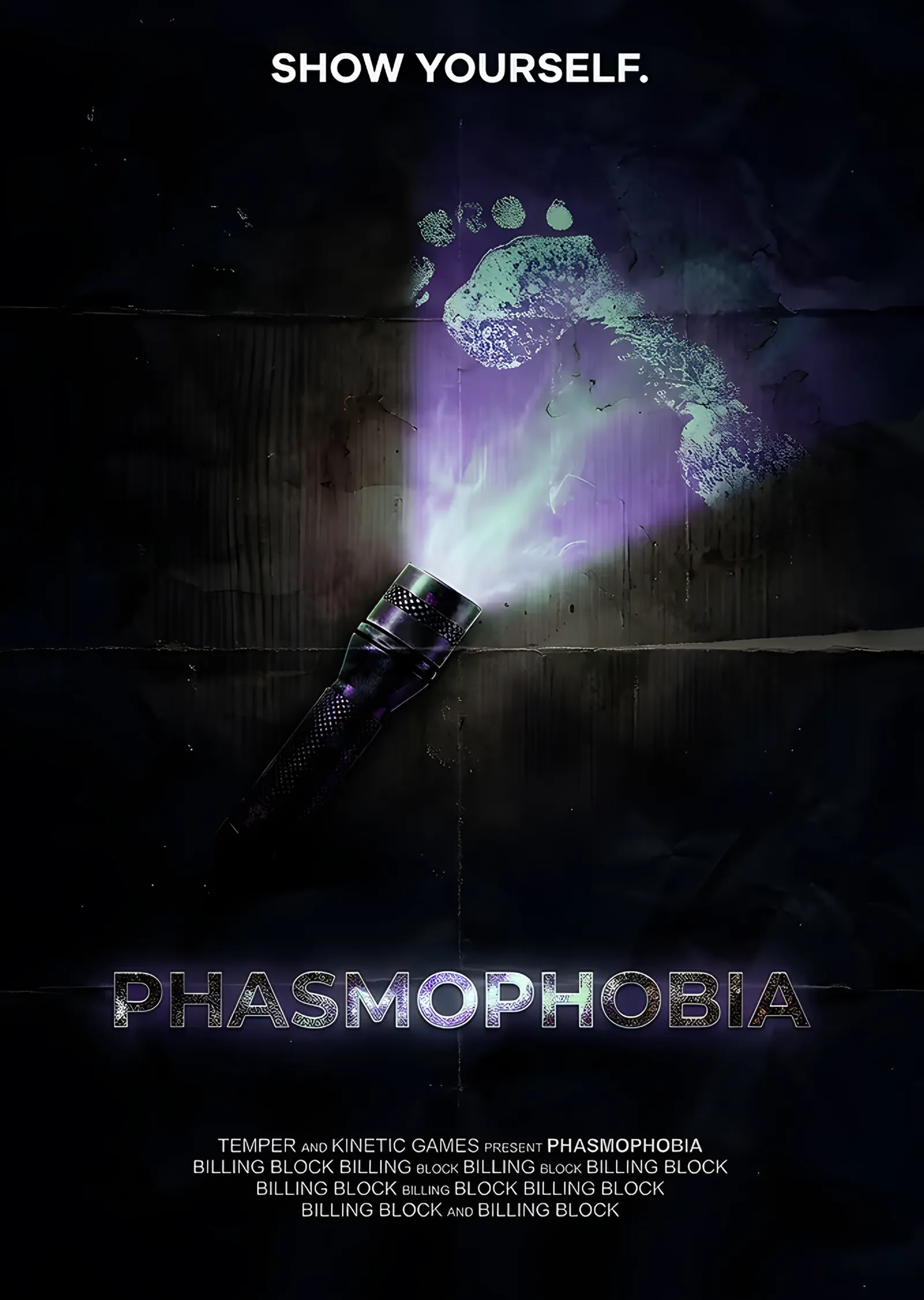 Phasmophobia: Karanlıkta Işıklı Ayak İzi metal tablo