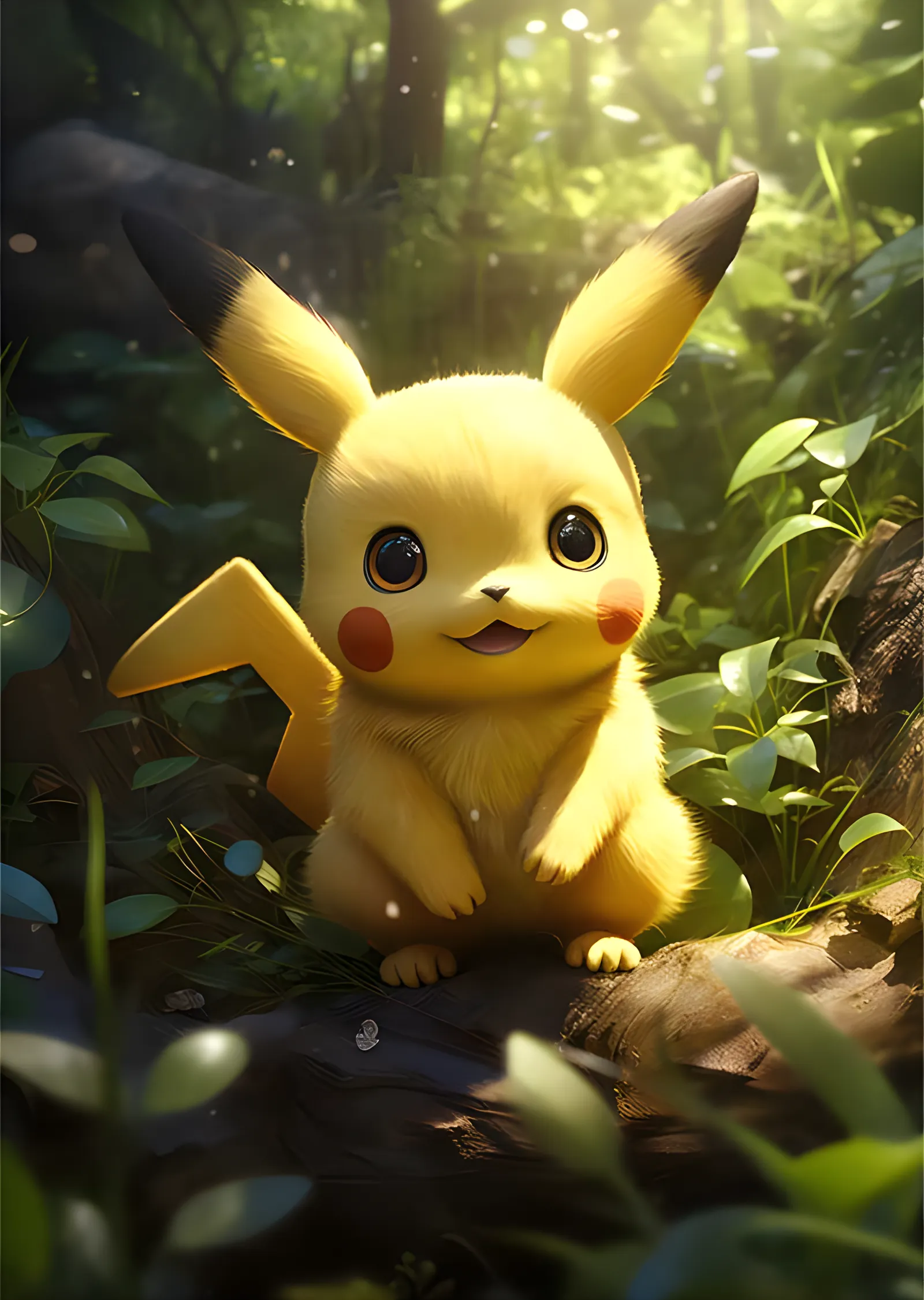 Pikachu - Güneşli Ormanda Çimenlerin Arasında metal tablo