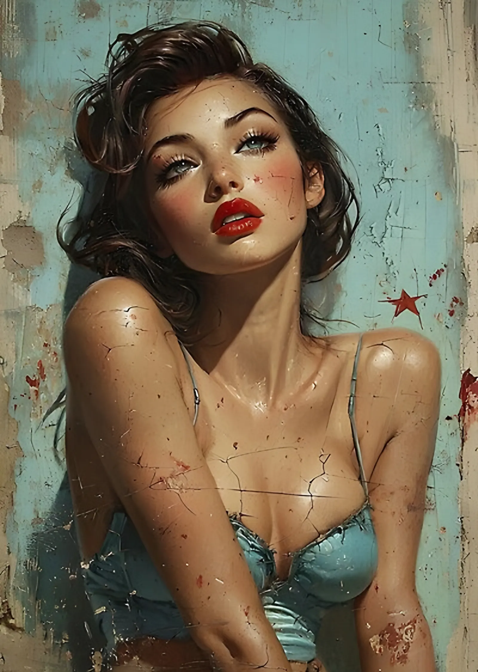 Pin-Up - Mavi Bluz metal tablo
