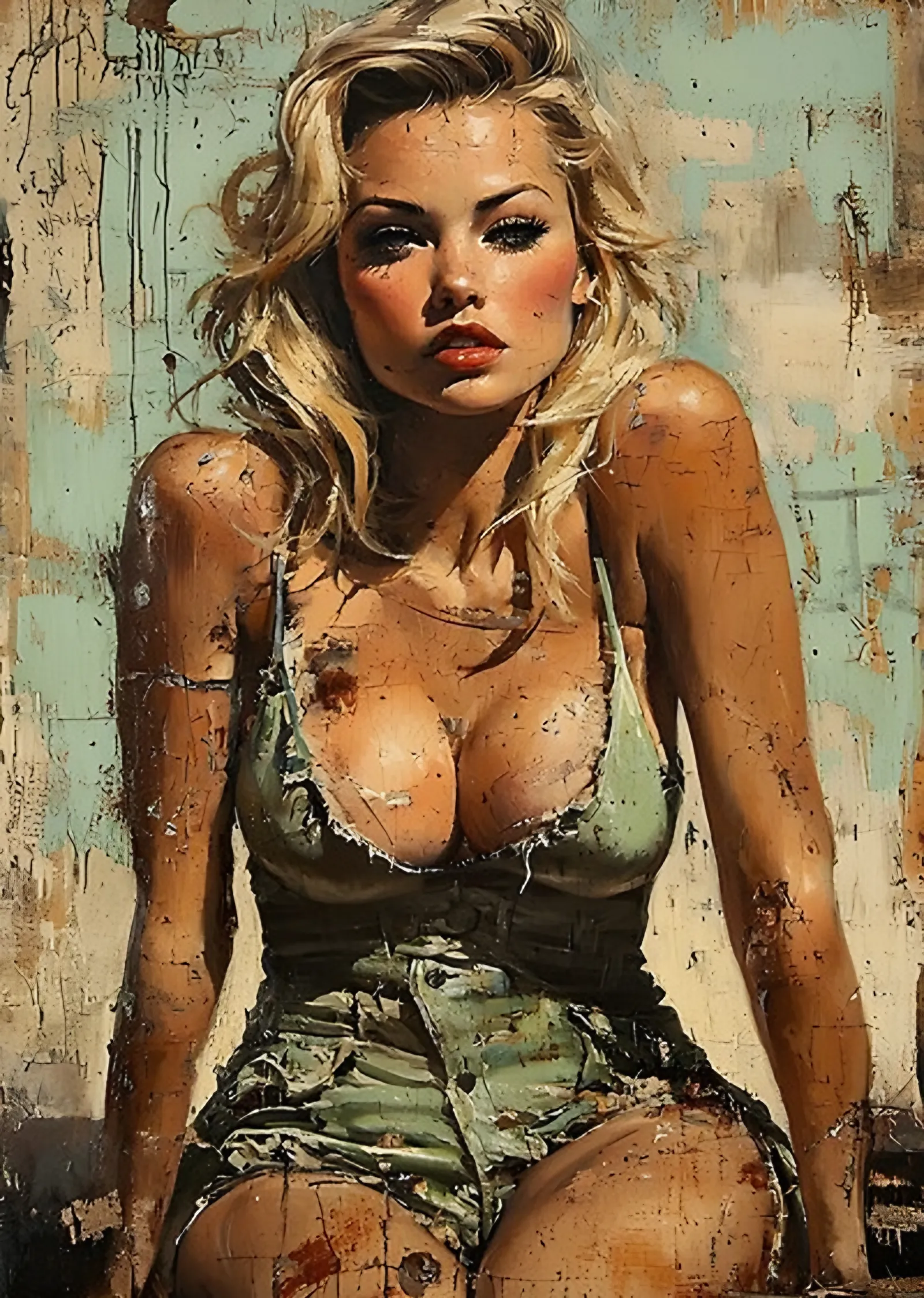 Pin-Up - Sarışın Duvar Portresi metal tablo