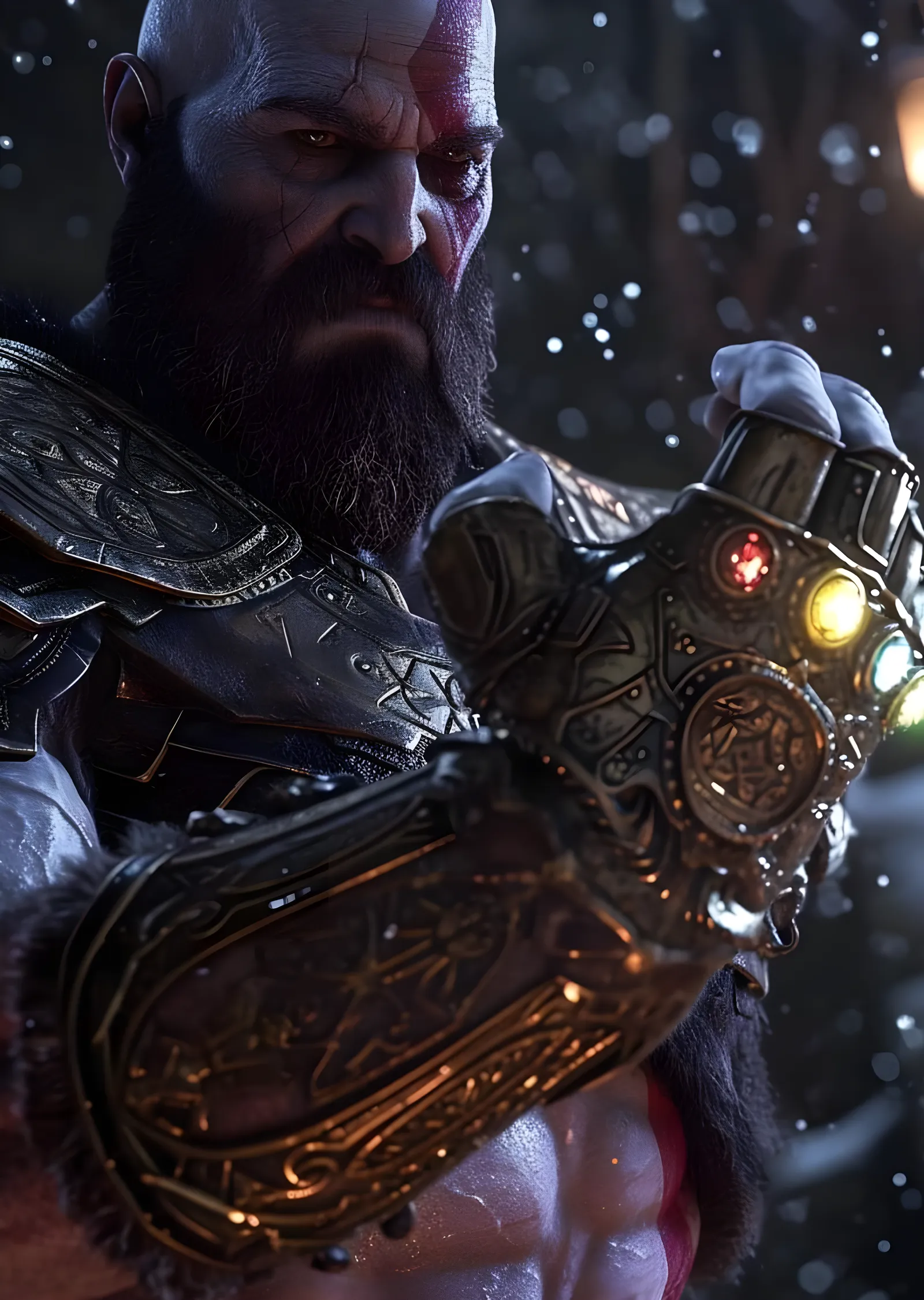 Kratos ve Sonsuzluk Eldiveni metal tablo