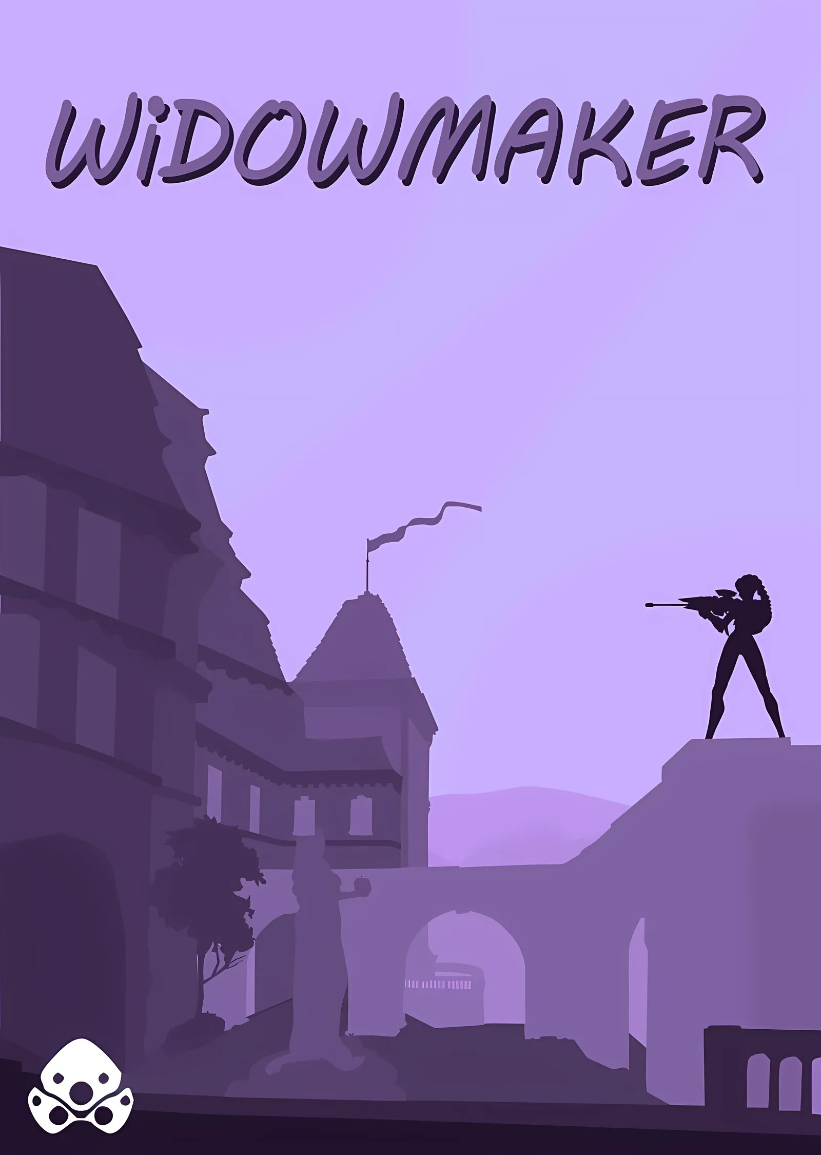 Widowmaker Overwatch: Mor Şehir Silüeti metal tablo