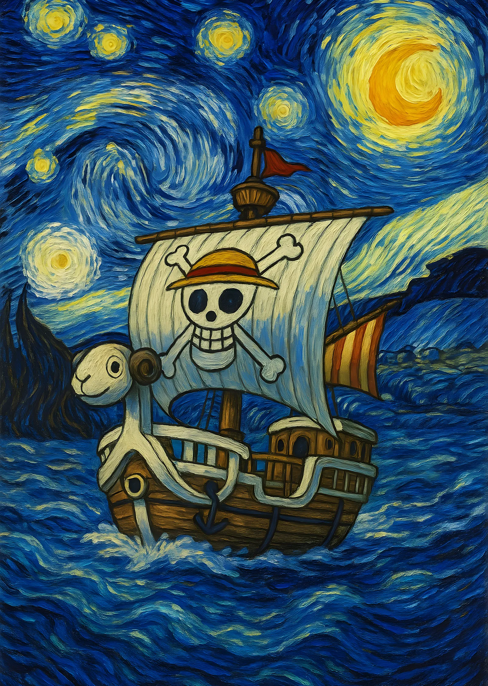 One Piece: Van Gogh'un Yıldızlı Gecesi metal tablo