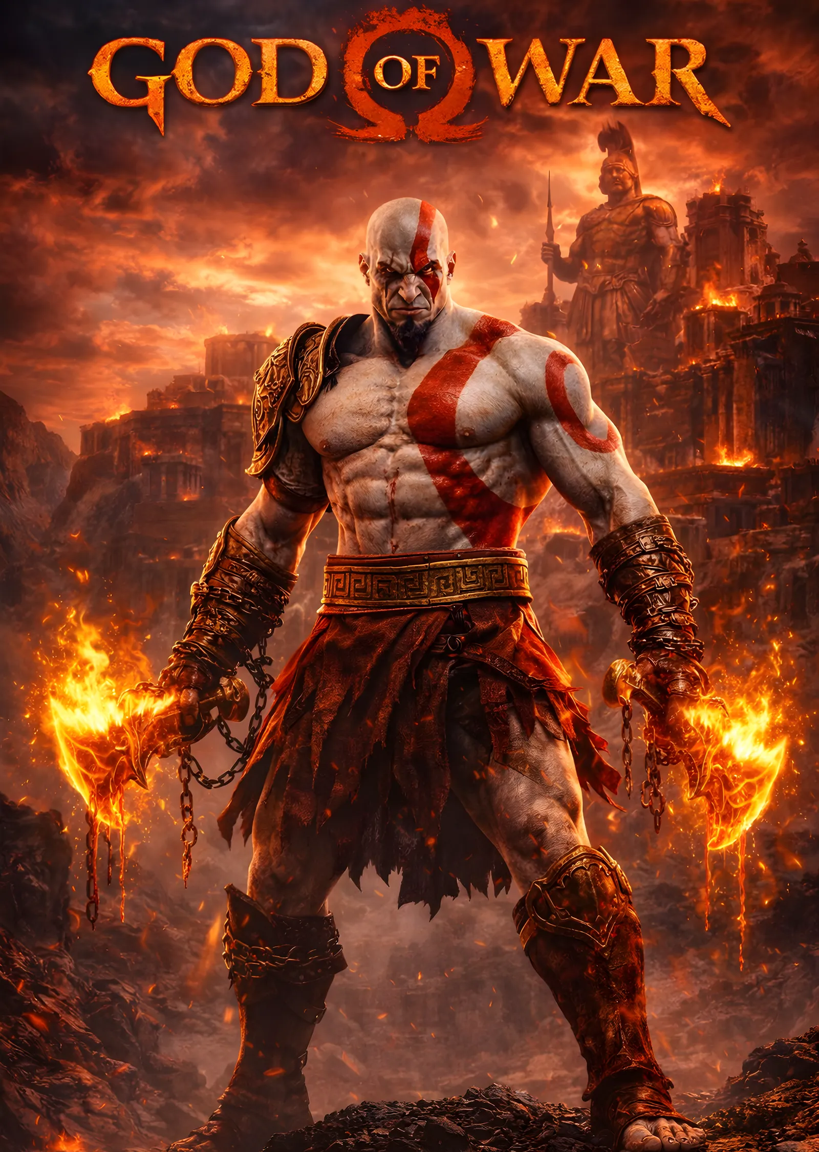 God of War: Alevli Kratos metal tablo