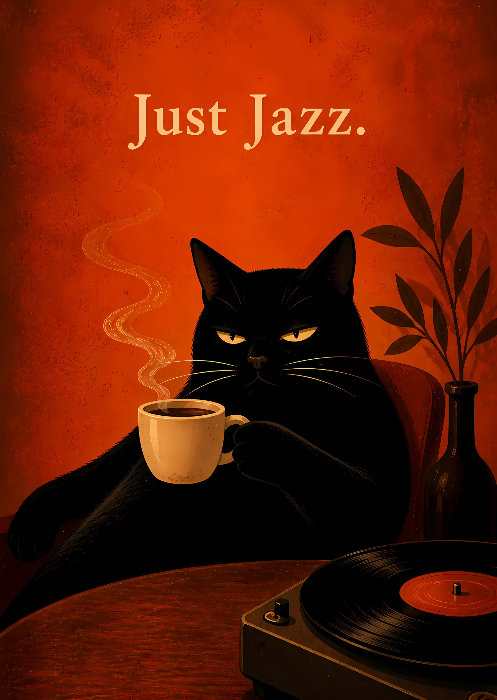 Just Jazz: Kedi ve Plak metal tablo
