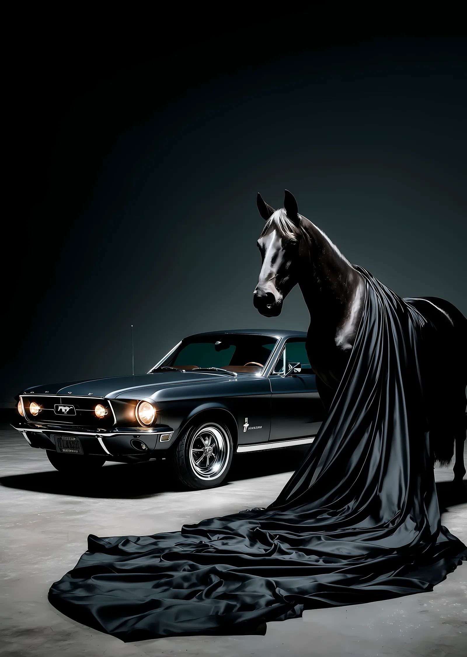 Mustang ve Asil At metal tablo