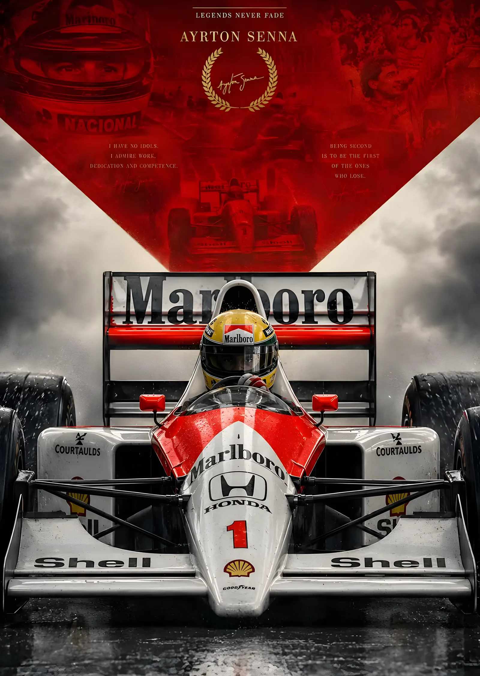 Ayrton Senna: McLaren Formula 1 Arabası metal tablo
