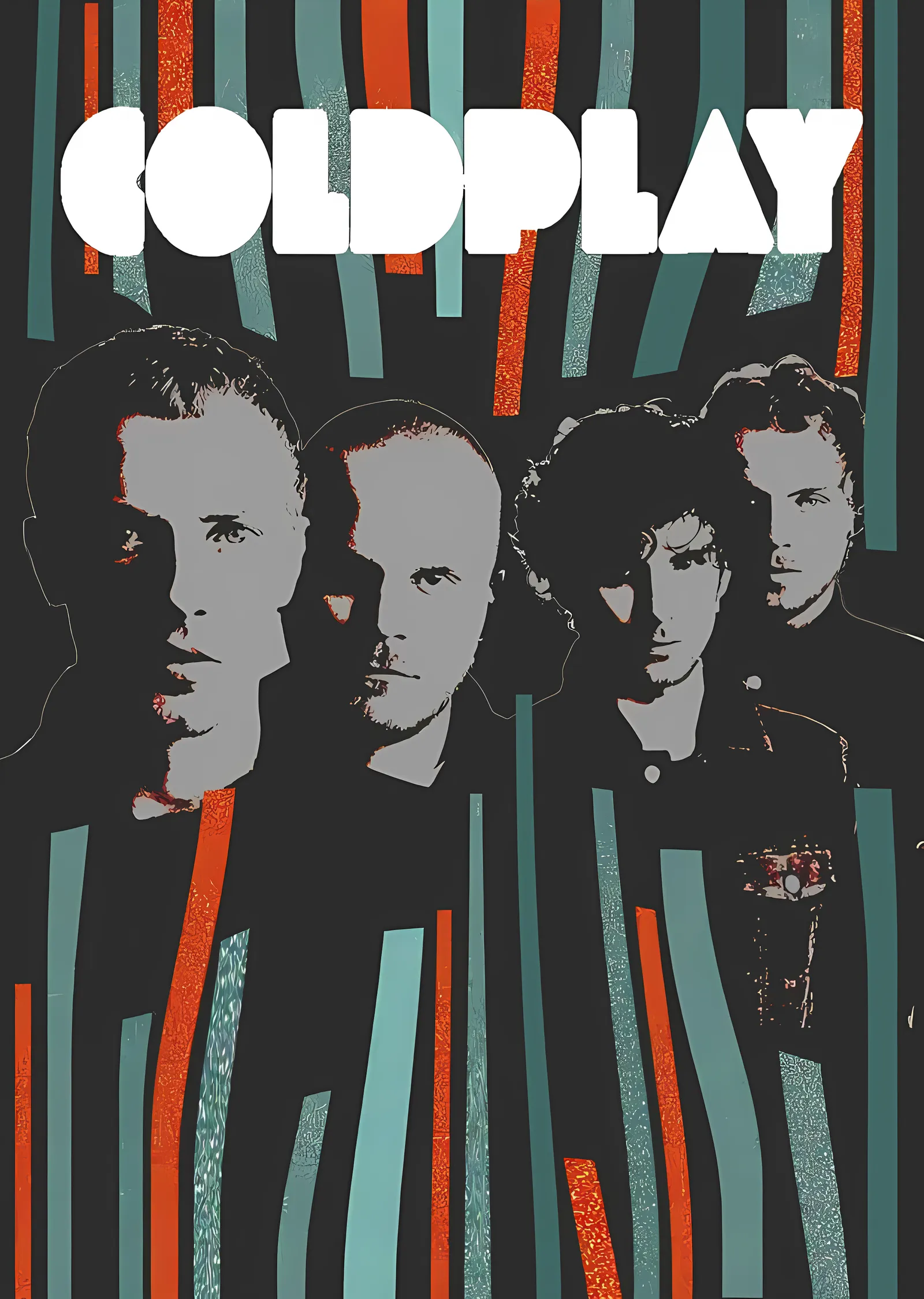 Coldplay: Renkli Şeritler metal tablo