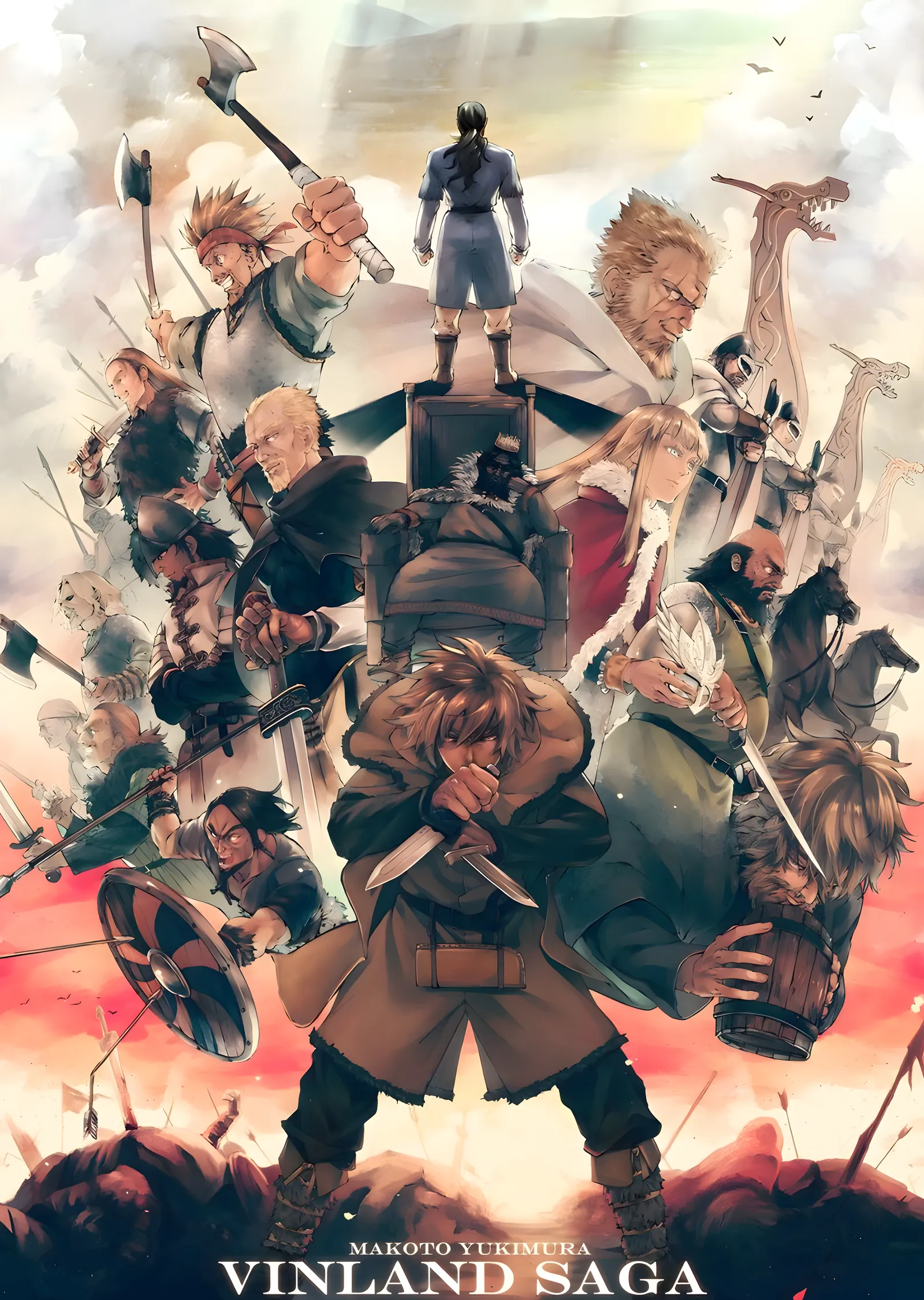 Vinland Saga Metal Poster - Kızıl Gökyüzünde Savaşçılar metal tablo