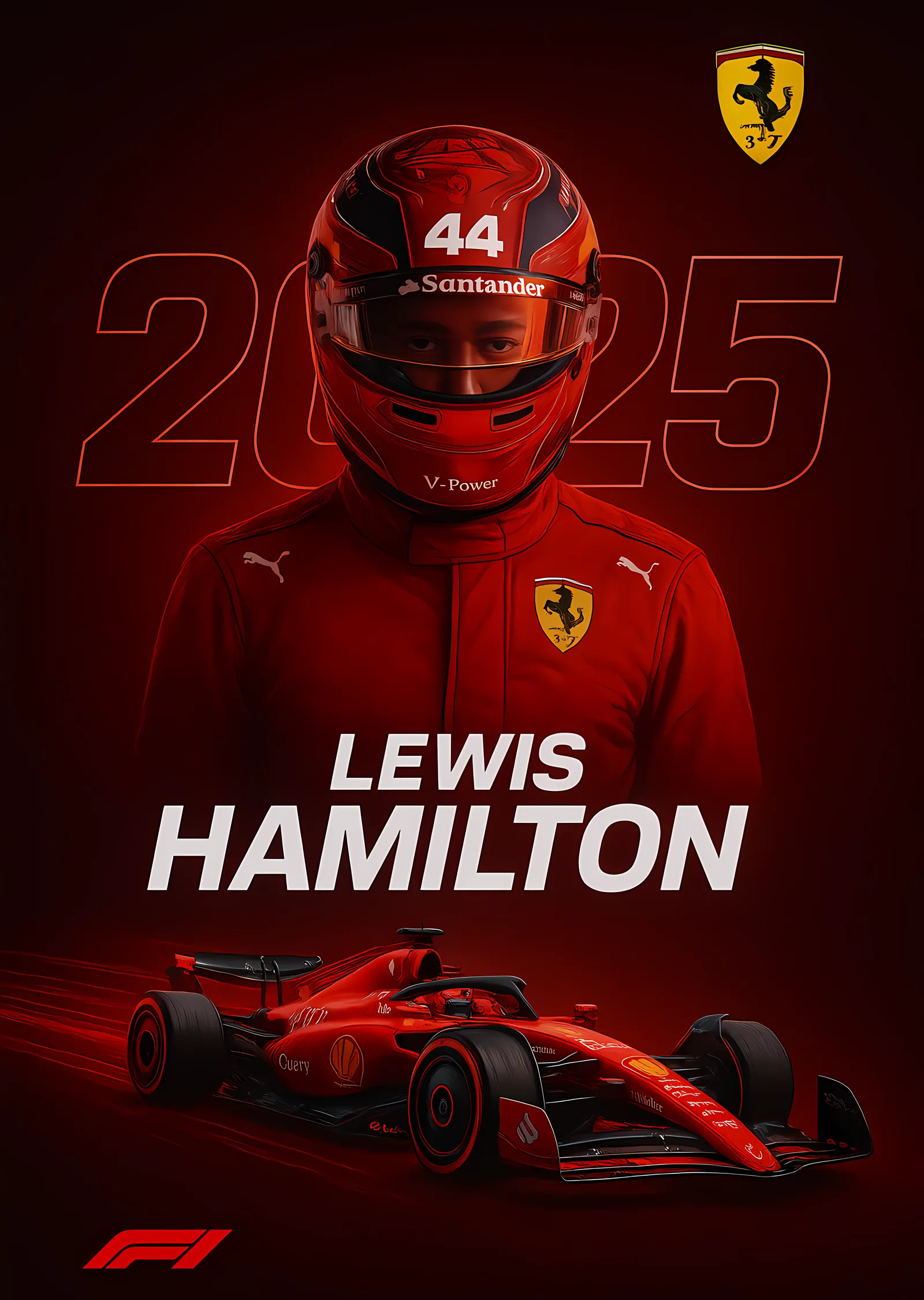 Lewis Hamilton 2025 metal tablo