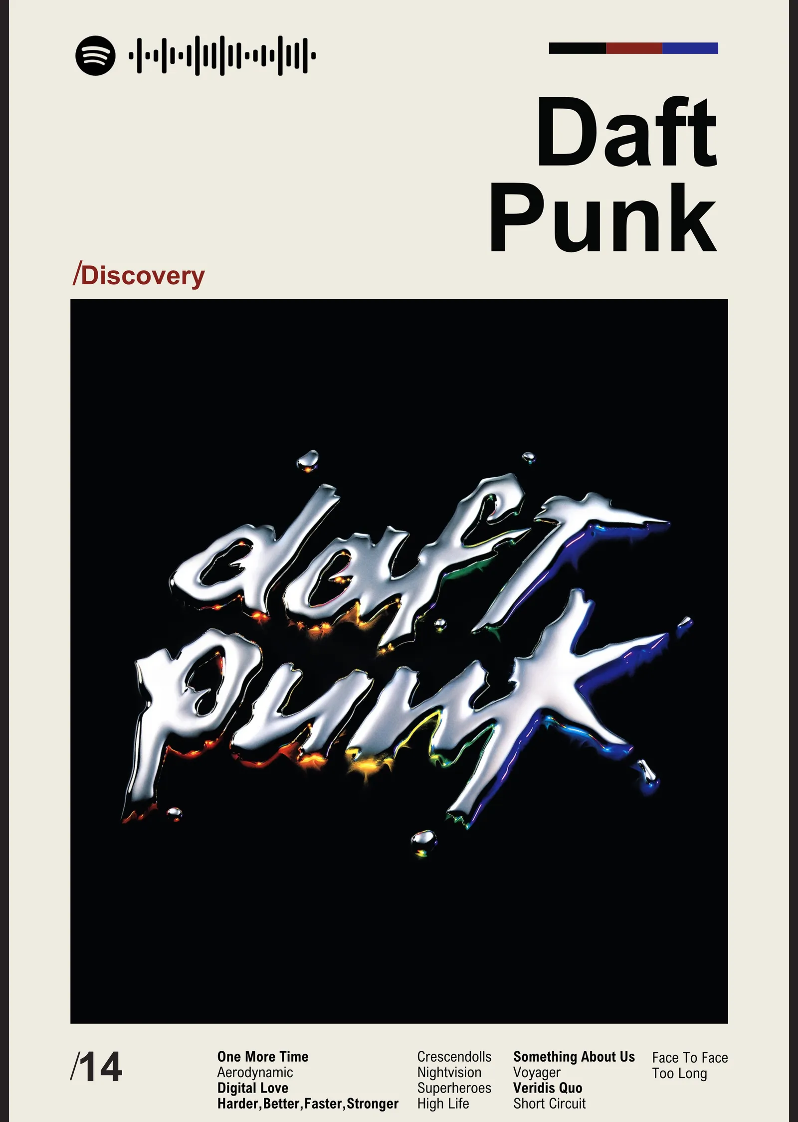 Daft Punk: Discovery metal tablo