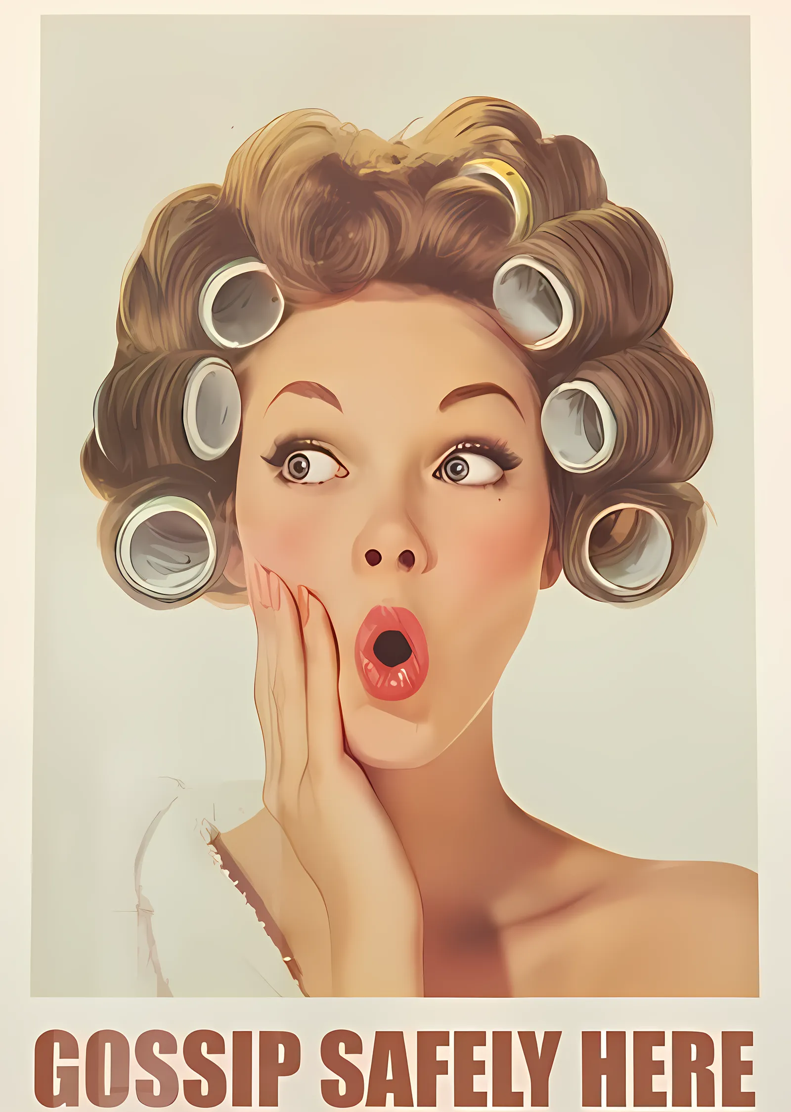 Gossip Safely Here: Vintage Salon Wall Art metal tablo