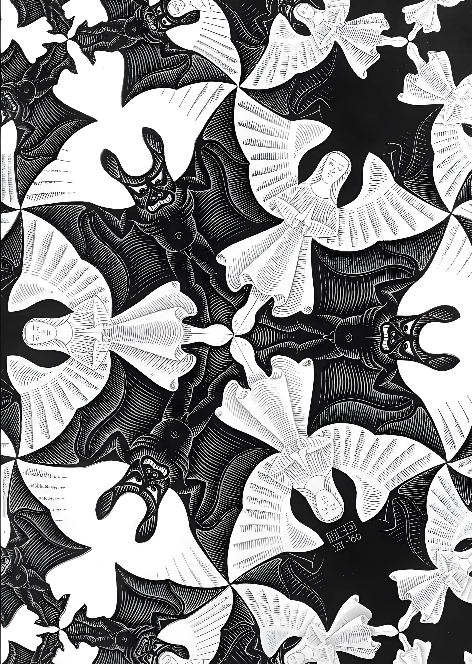 M.C. Escher: Melekler ve Şeytanlar metal tablo
