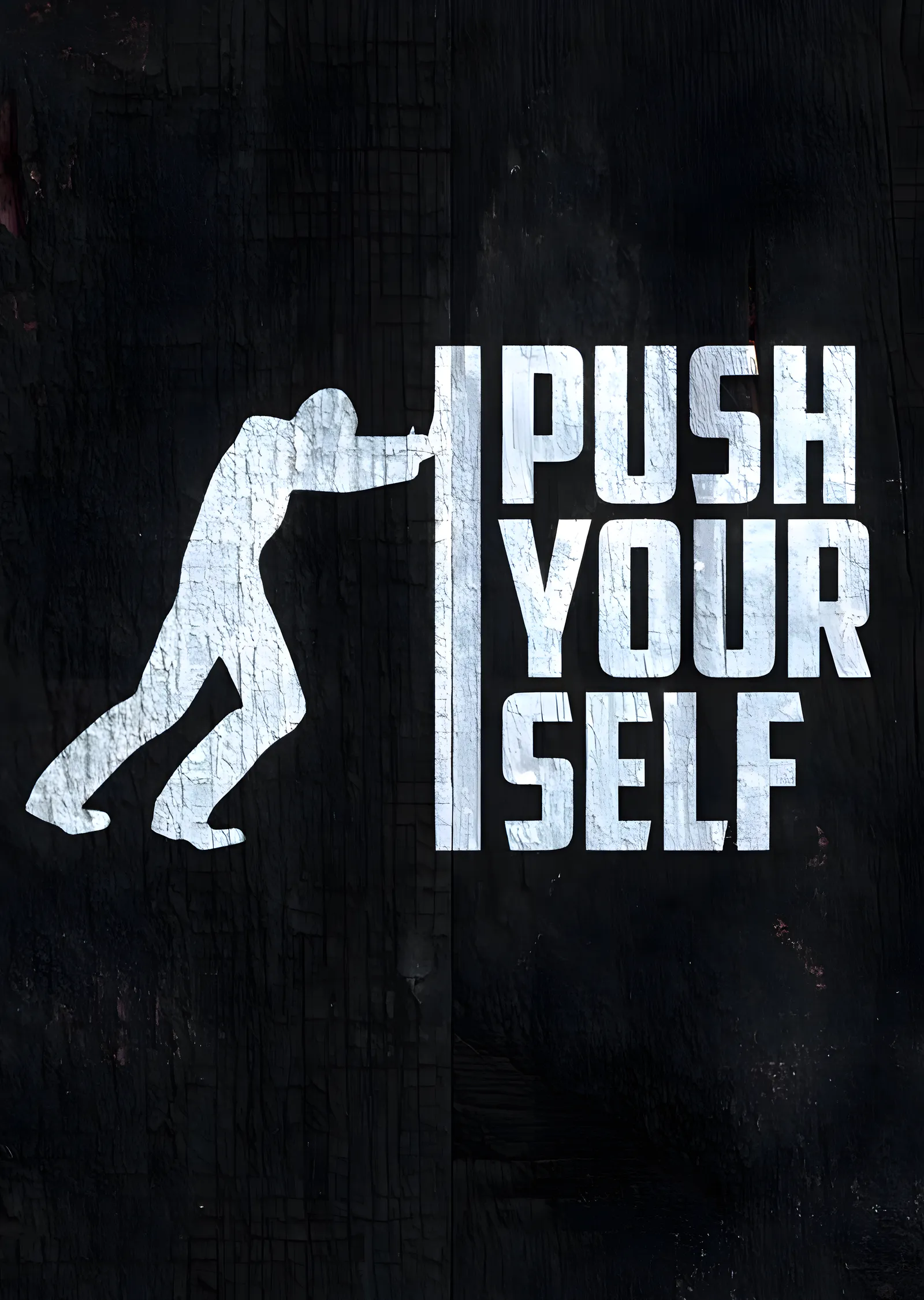 Push Your Self: Motivasyonel Tasarım metal tablo