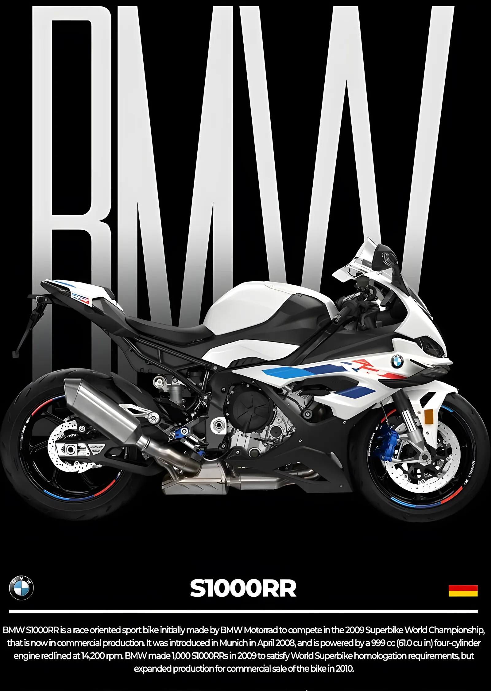 BMW S1000RR: Beyaz metal tablo