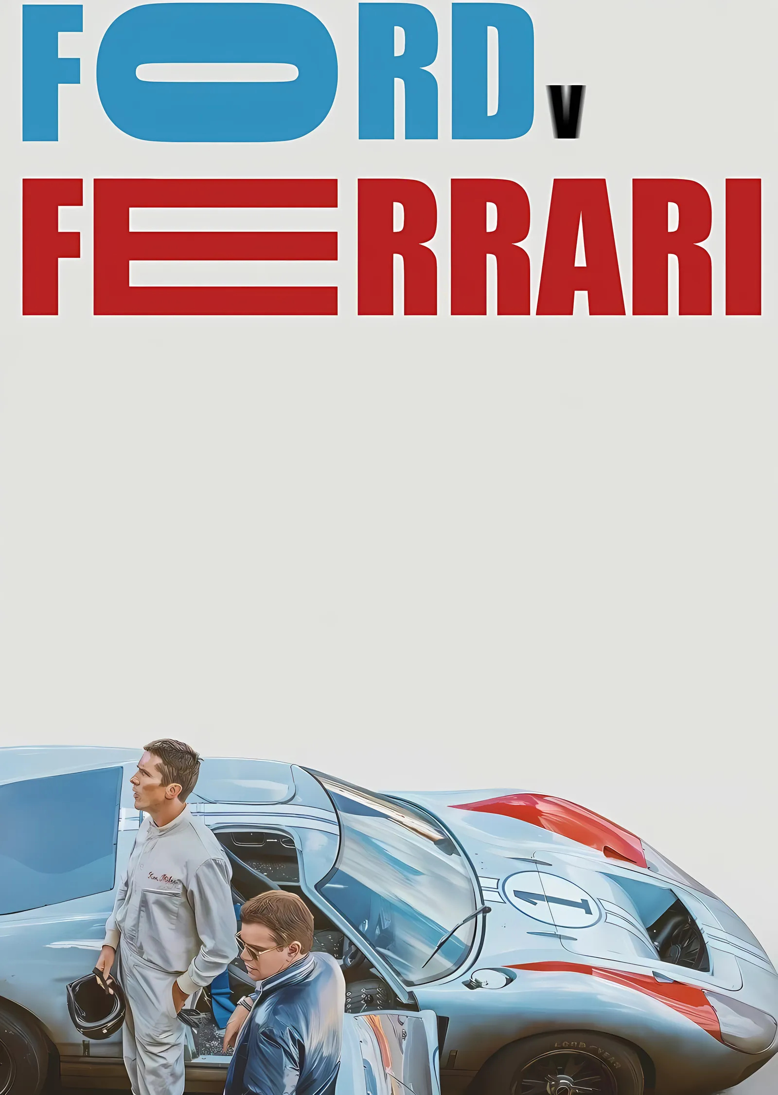 Ford v Ferrari - Mavi ve Kırmızı Yarış Arabalı İki Erkek metal tablo