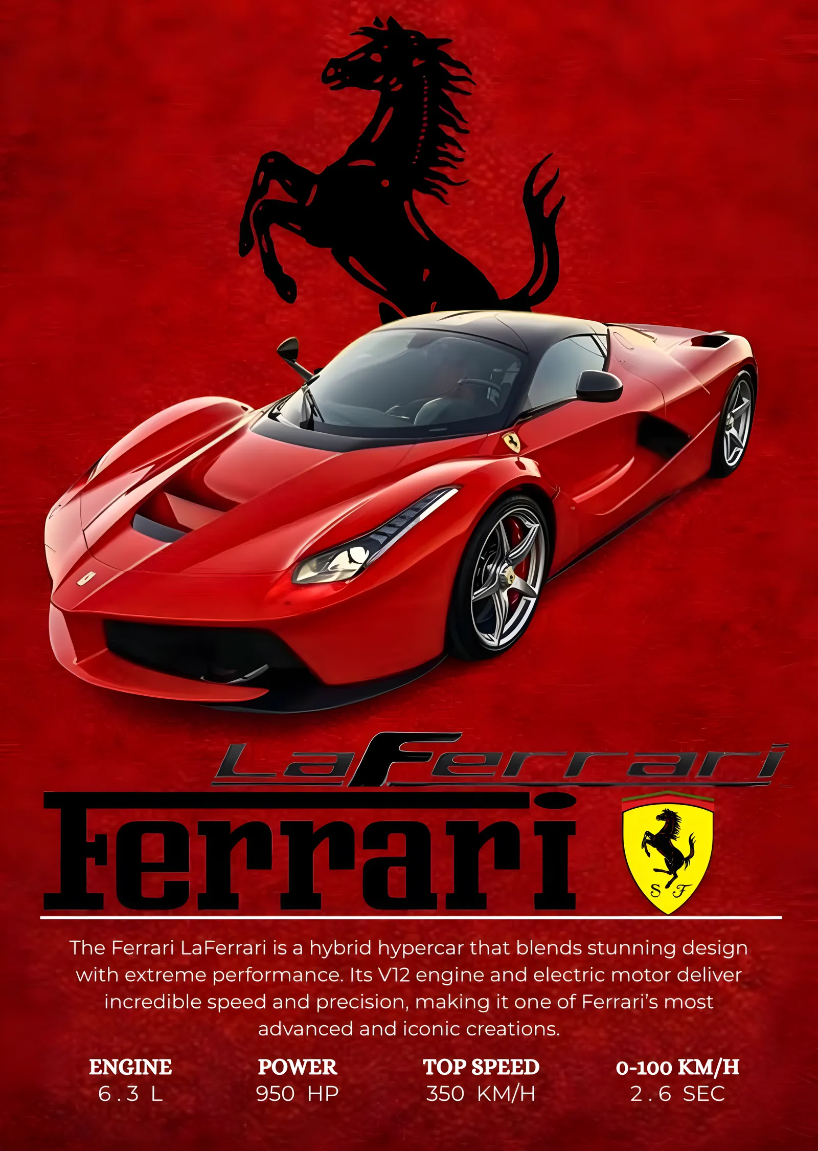 LaFerrari: Hiper Otomobil Tasarımı ve Performans metal tablo