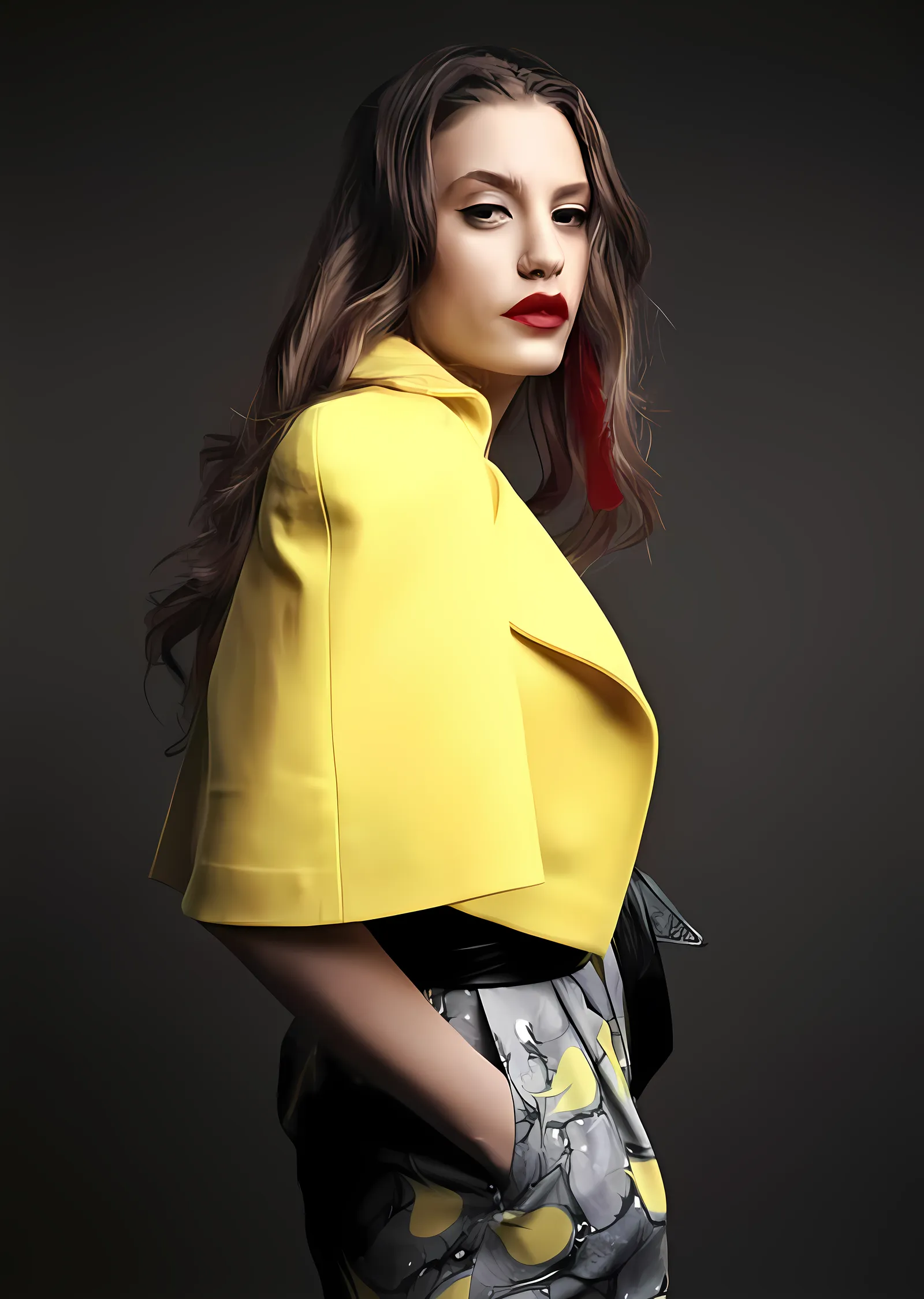 Serenay Sarıkaya Sarı Ceket metal tablo