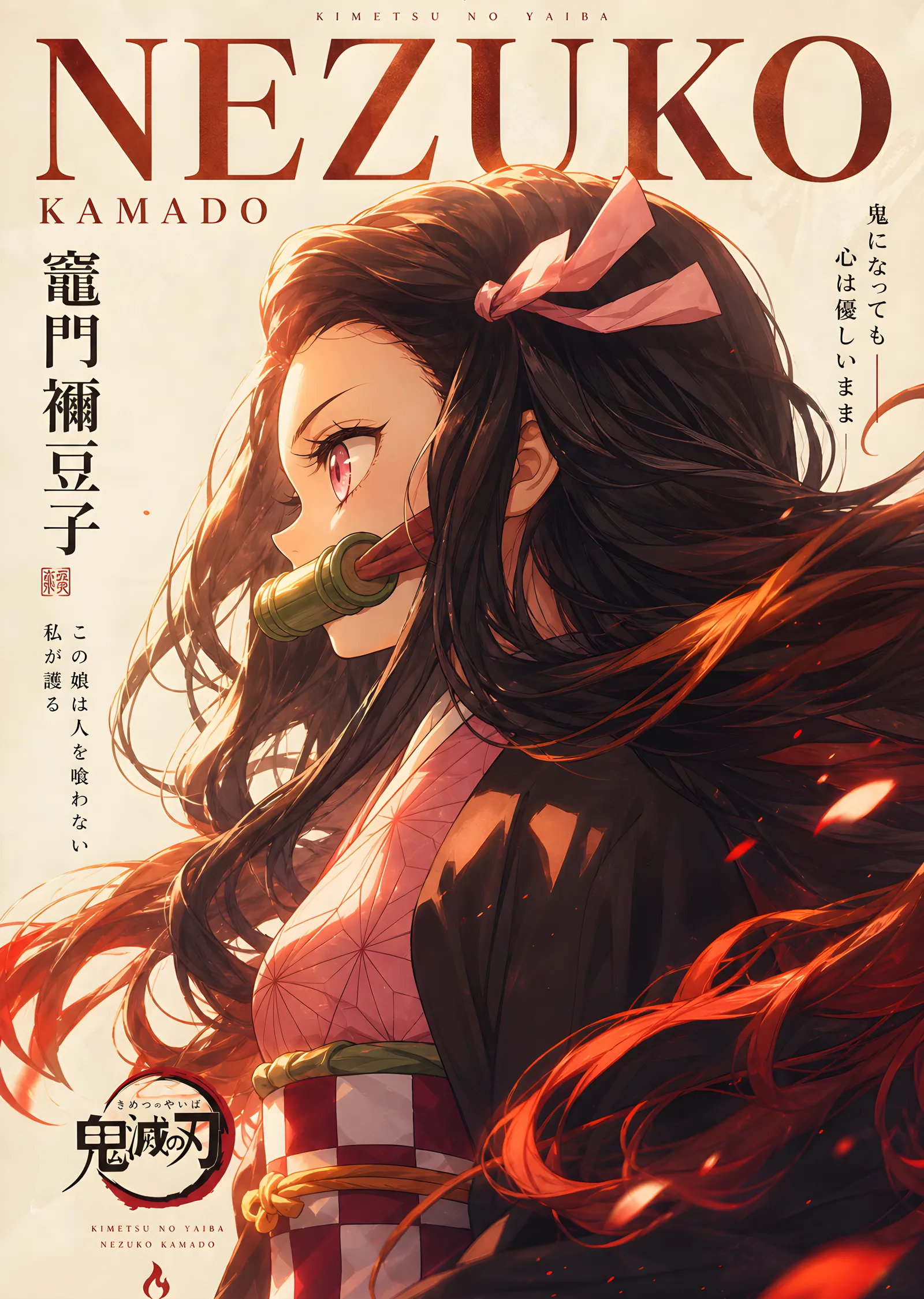 Nezuko Kamado: Bambu ve Alev metal tablo