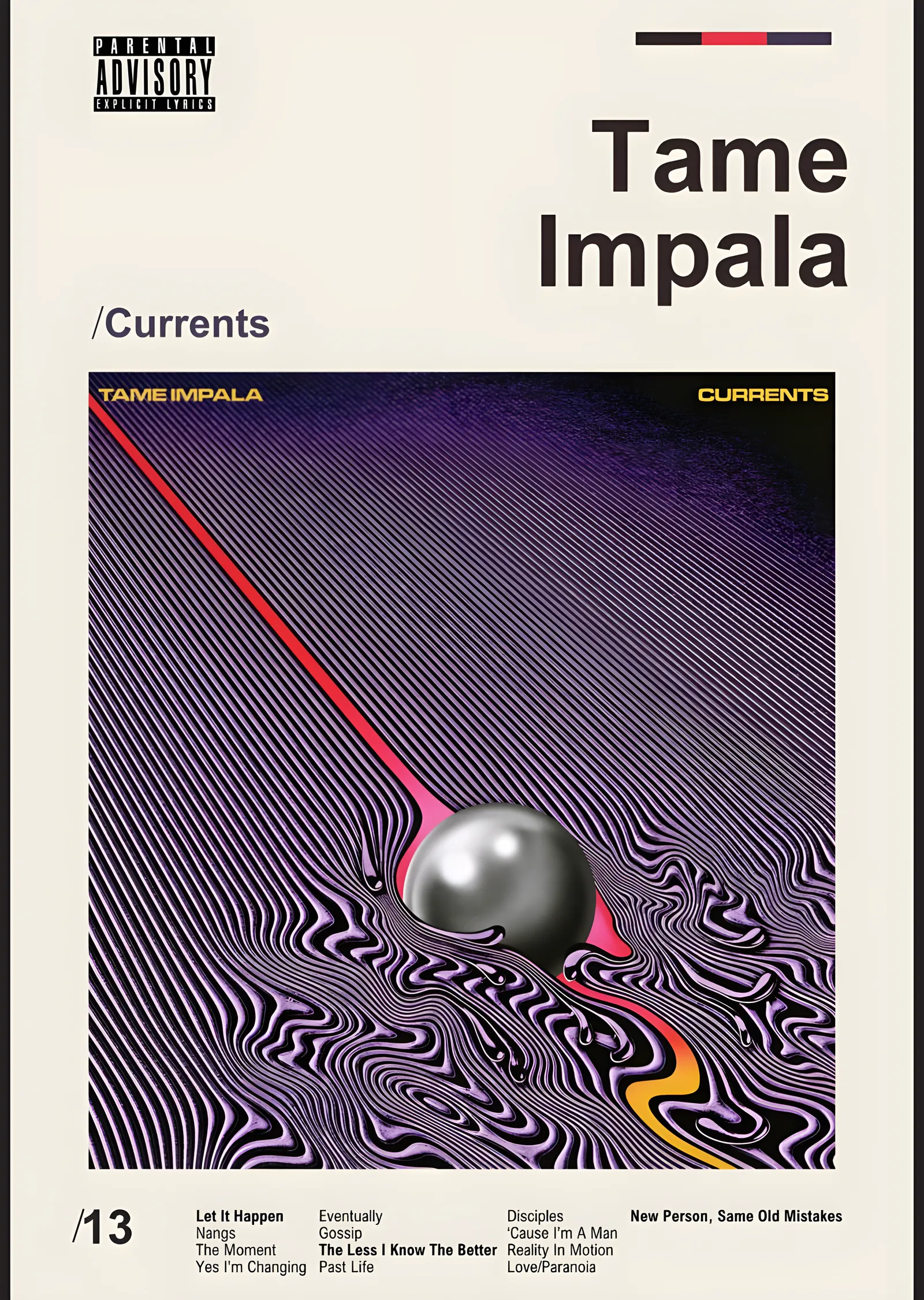 Tame Impala - Currents metal tablo