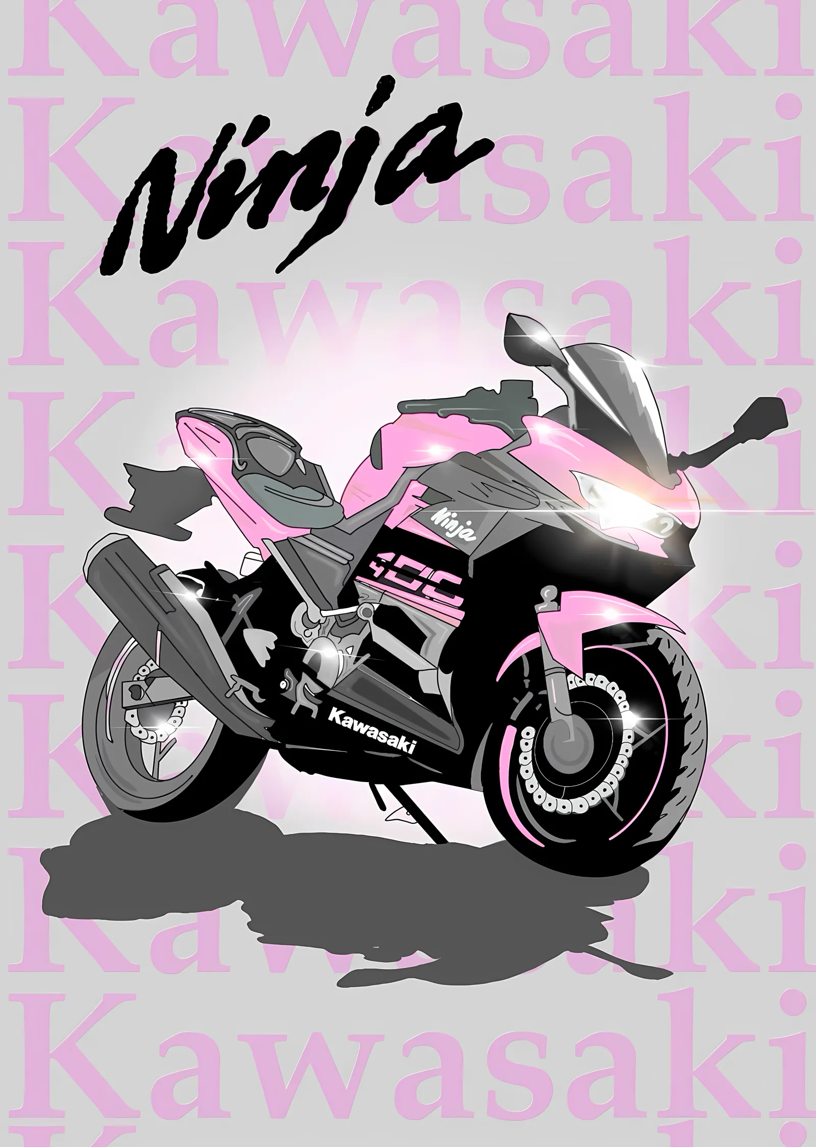 Kawasaki Ninja - Pembe Zemin metal tablo