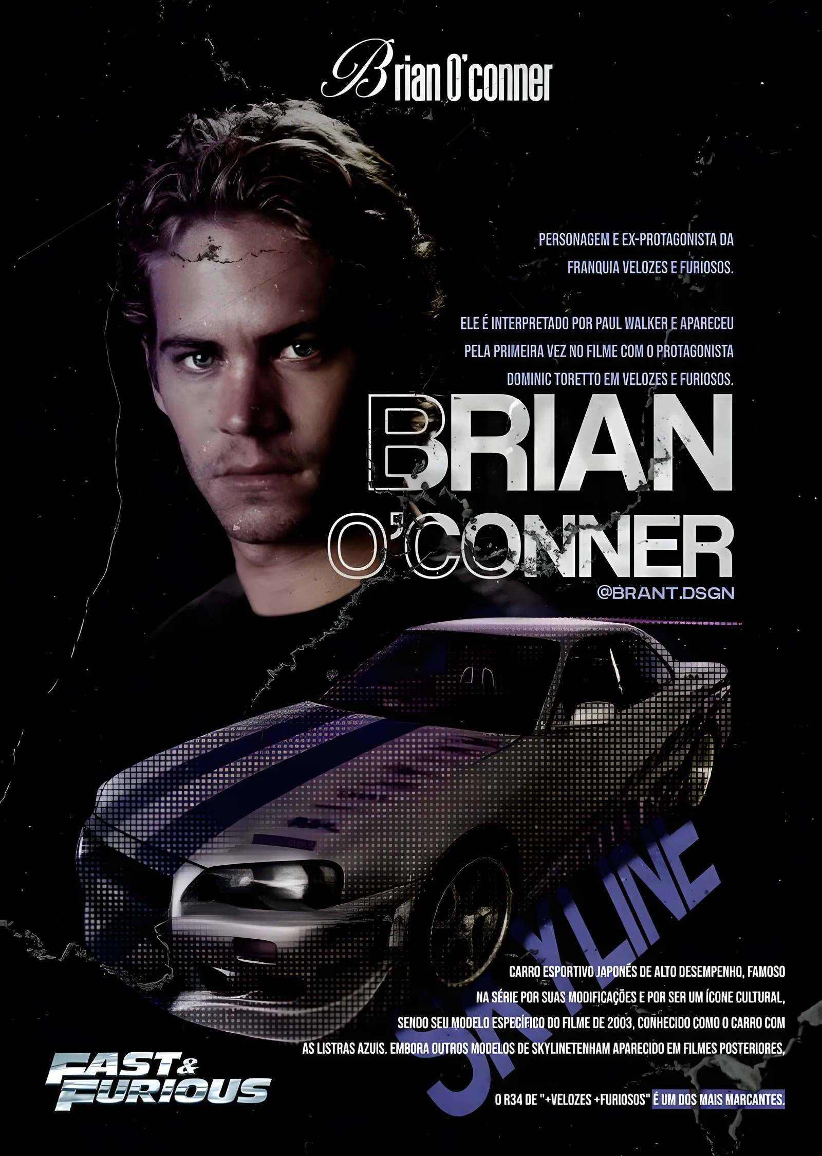 Fast & Furious - Brian O'Conner metal tablo