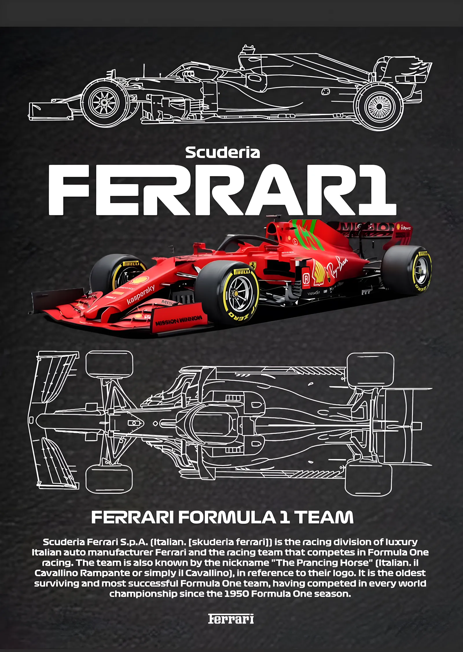 Scuderia Ferrari Formula 1 metal tablo