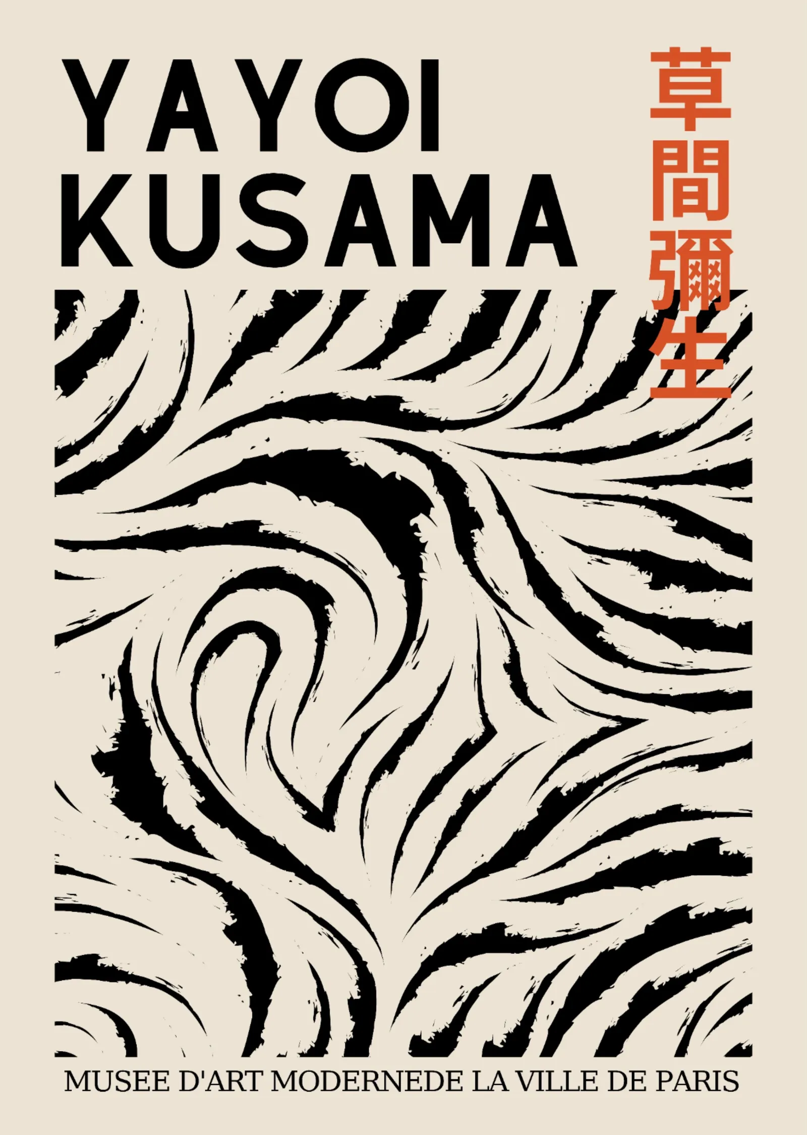 Yayoi Kusama: Siyah Dalga Deseni metal tablo