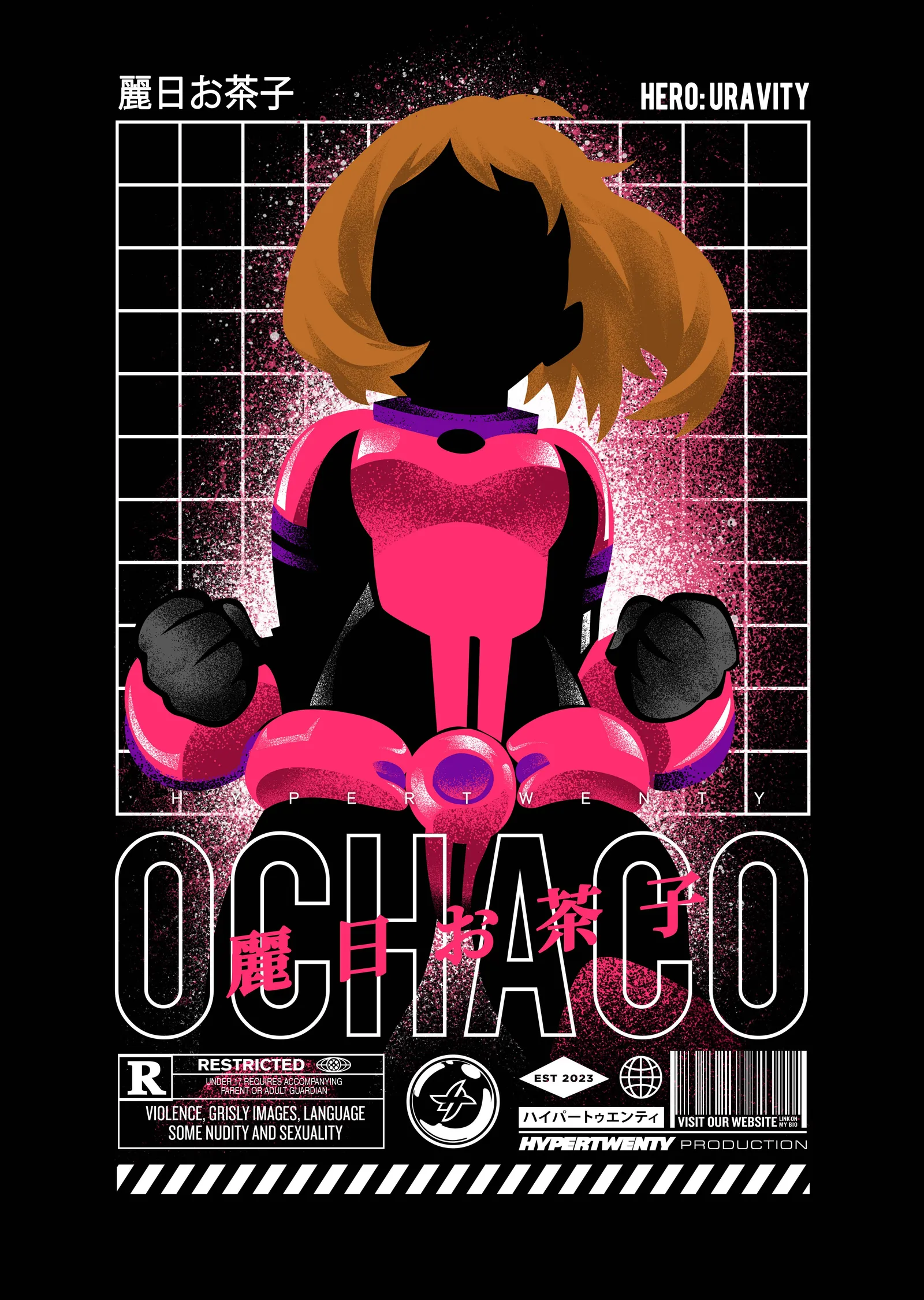 Uravity: Ochaco Uraraka · Pembe Silüet metal tablo